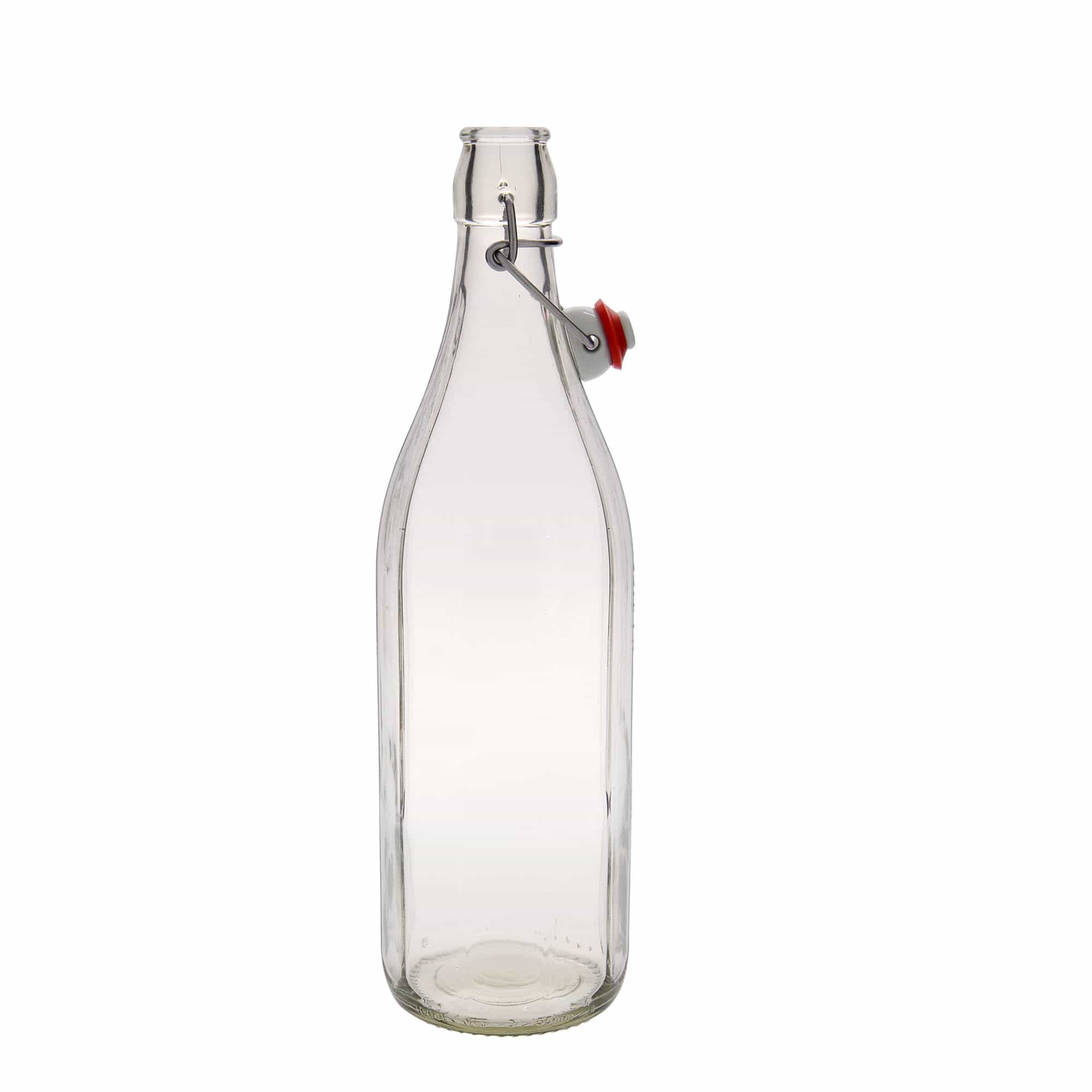 1.000 ml Glasflasche 'Bravo', zehneckig, Mündung: Bügelverschluss 1.000 ml Glasflasche 'Bravo', zehneckig, Mündung: Bügelverschluss