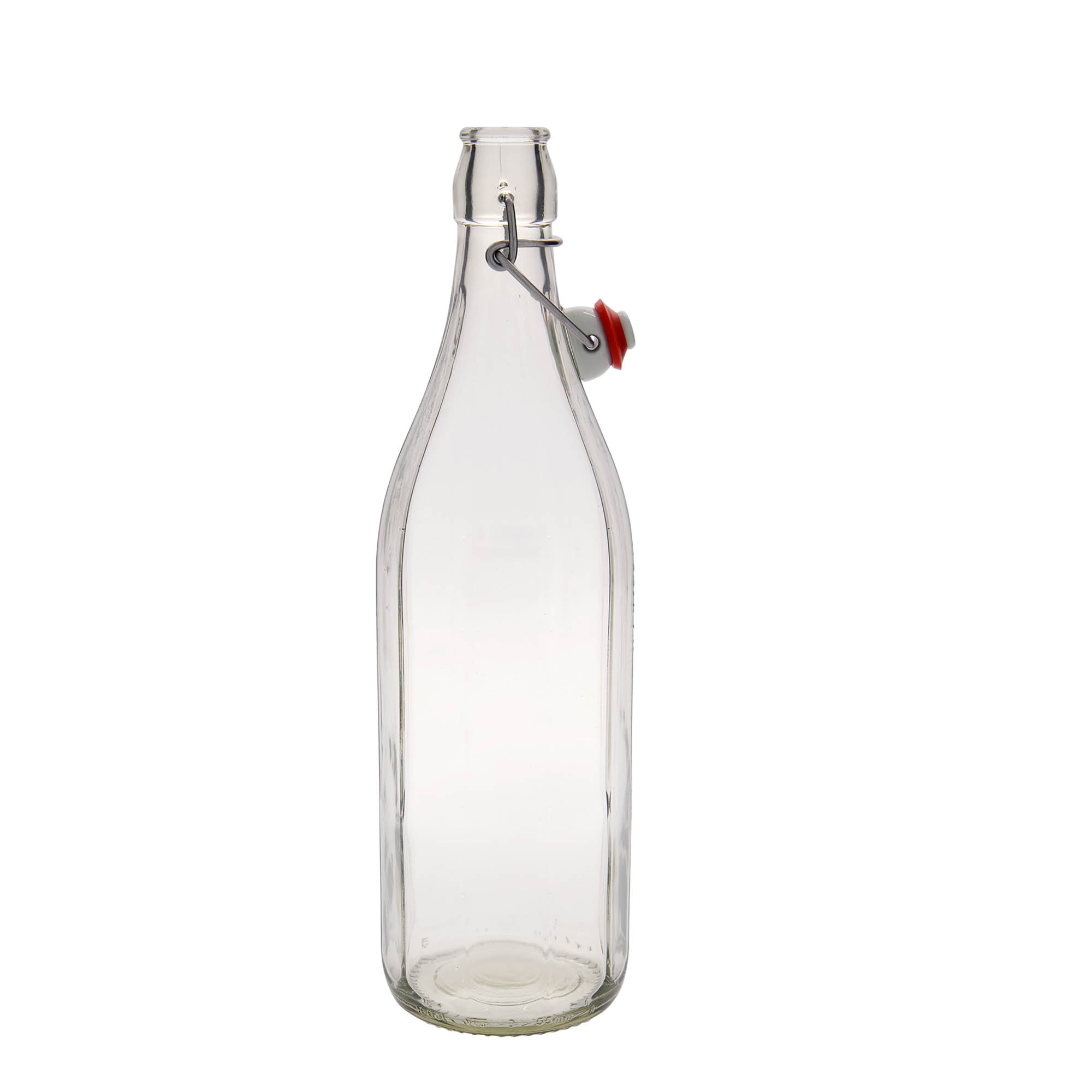 1.000 ml Glasflasche „Bravo“, zehneckig, Mündung: Bügelverschluss