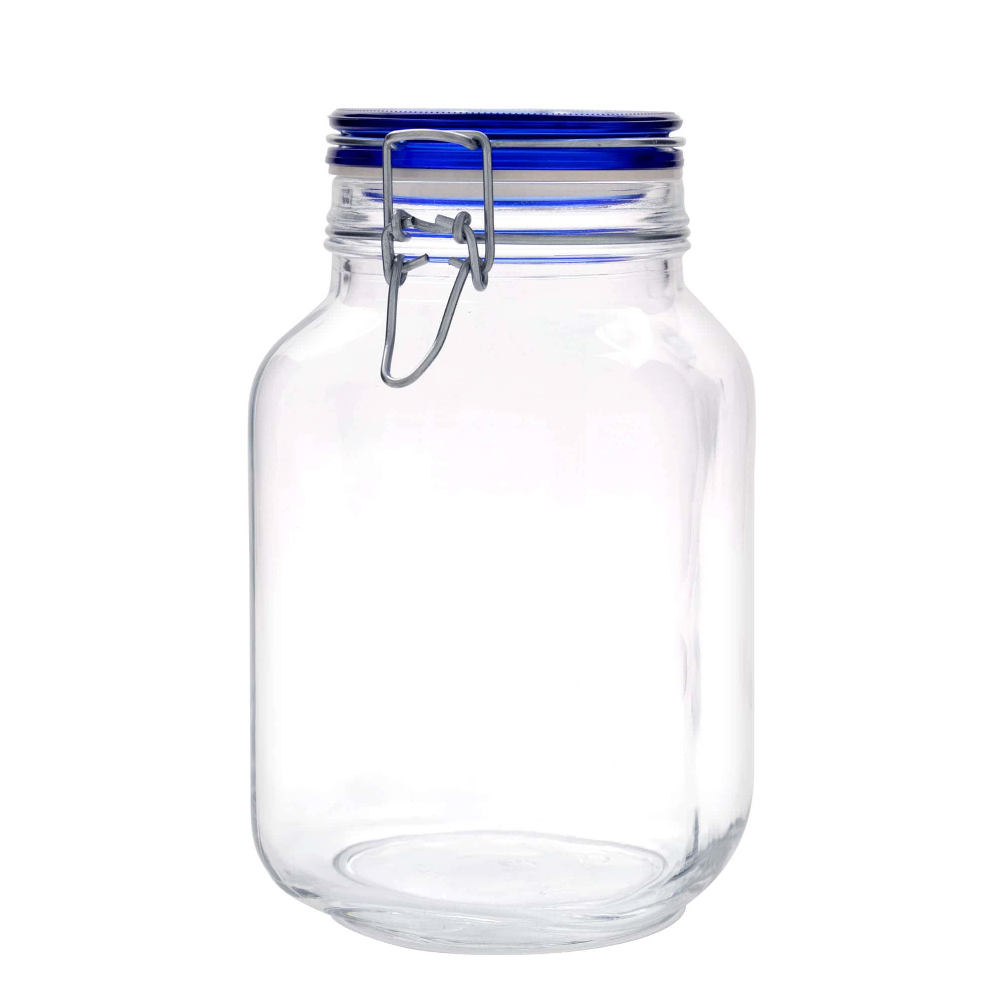 2.000 ml Drahtbügelglas „Fido“ Blue Top, quadratisch, Mündung: Drahtbügelverschluss