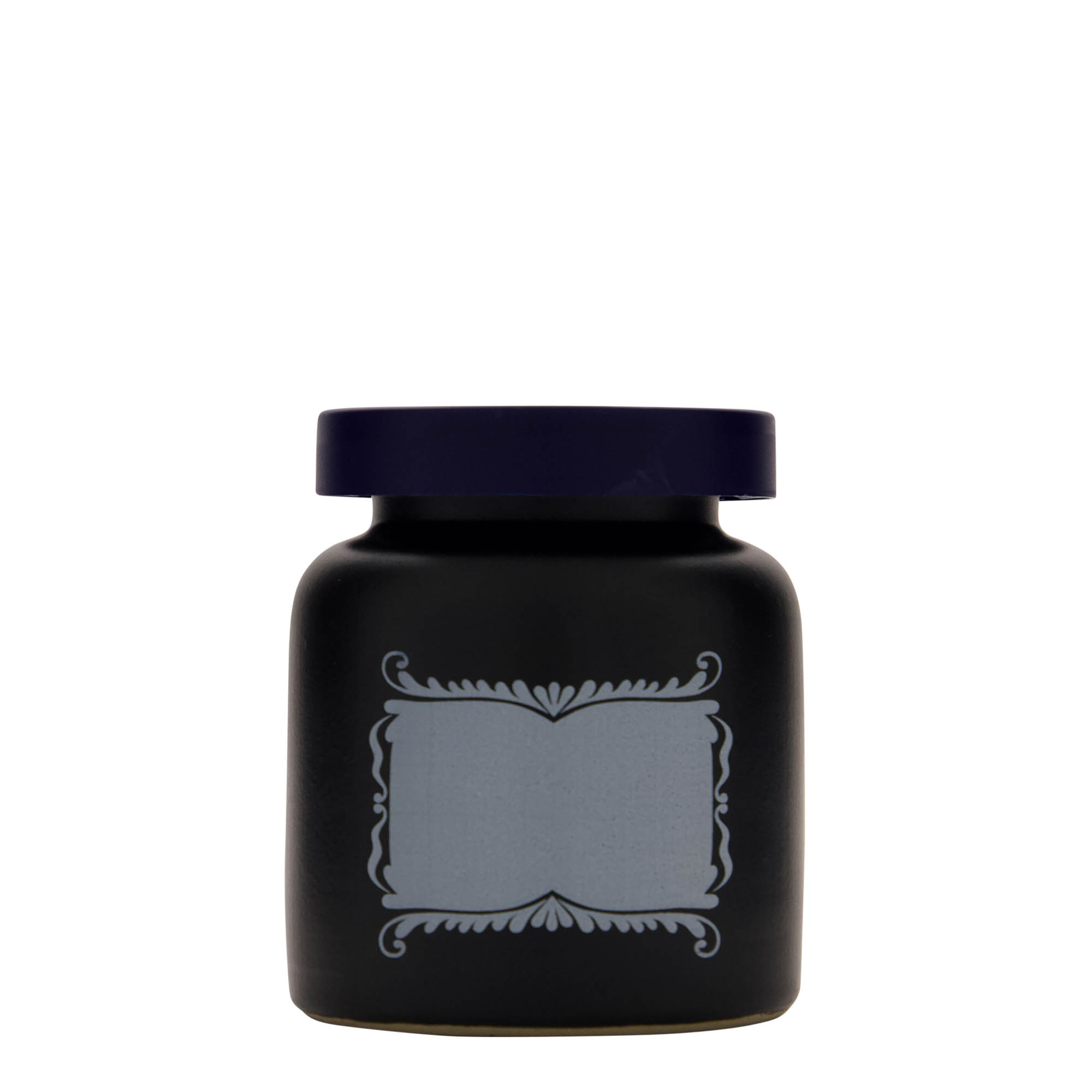 270 ml Steinzeugtopf, Motiv: Etikettenfeld, Keramik, schwarz, Mündung: Stülpdeckel 270 ml Steinzeugtopf, Motiv: Etikettenfeld, Keramik, schwarz, Mündung: Stülpdeckel