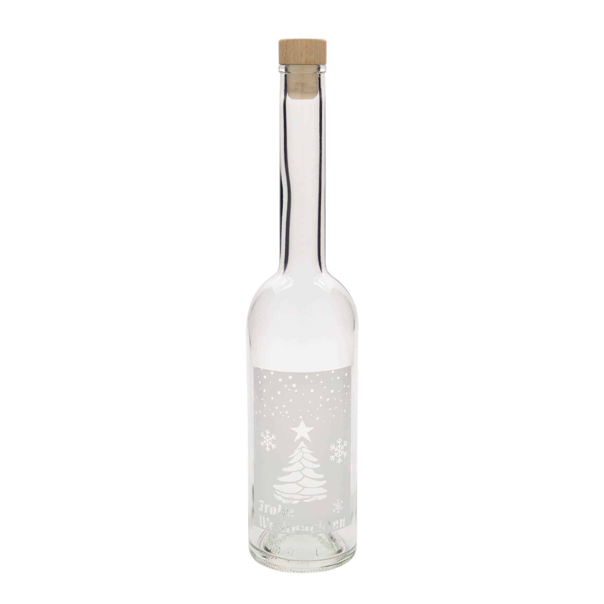 500 ml Glasflasche „Opera“, Motiv: Weiße Weihnachten, Mündung: Kork