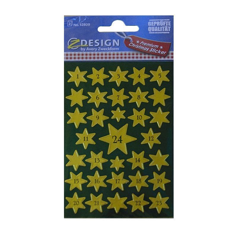 Zweckform Sticker „Adventskalender 1-24“, Papier, gold