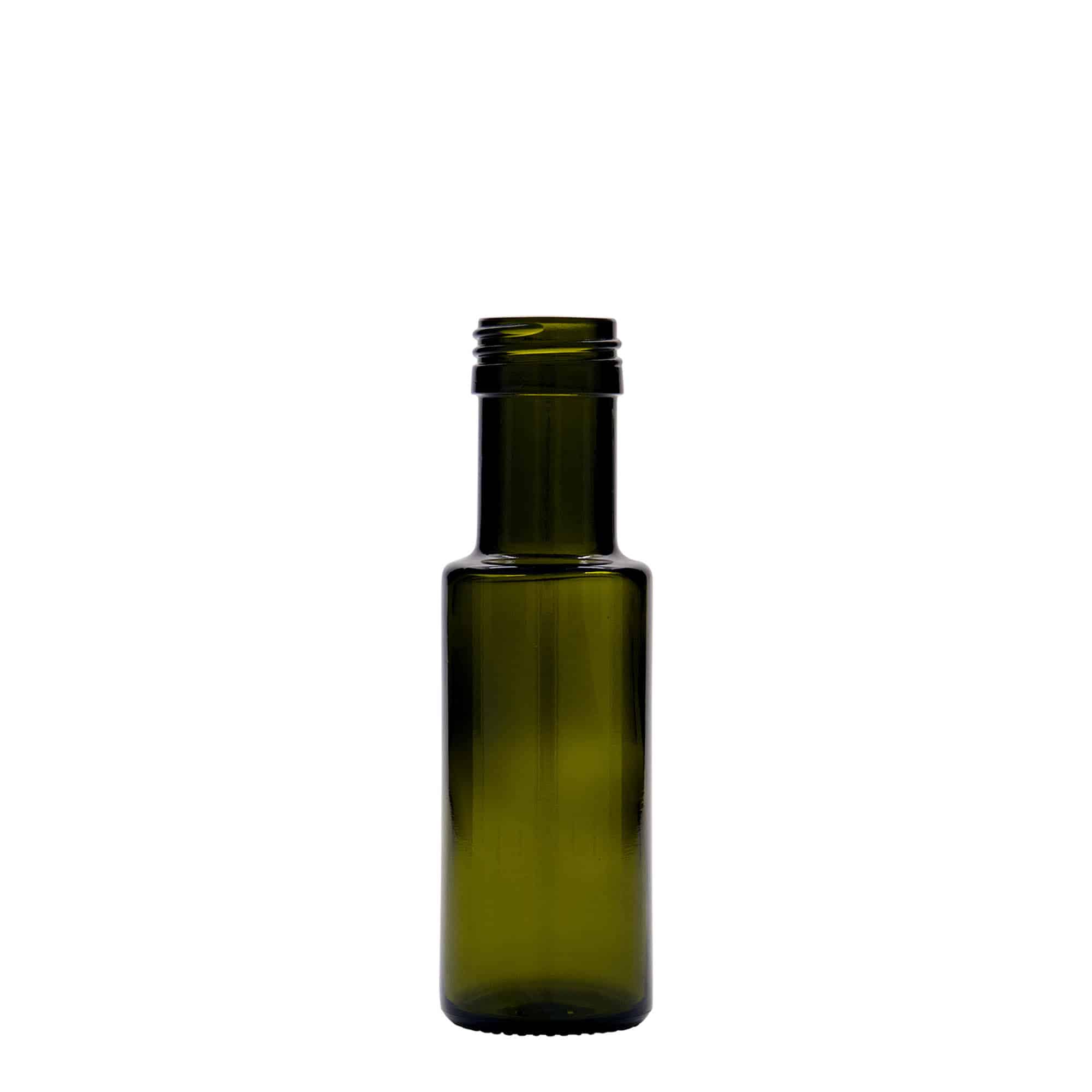 100 ml Glasflasche 'Dorica', antikgrün, Mündung: PP 31,5 100 ml Glasflasche 'Dorica', antikgrün, Mündung: PP 31,5