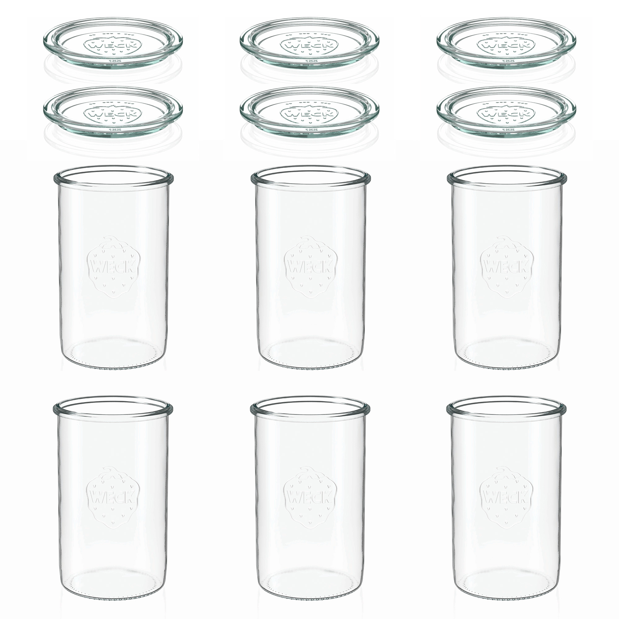 6x 1000 ml WECK-Sturzglas mit Glasdeckel RR 100