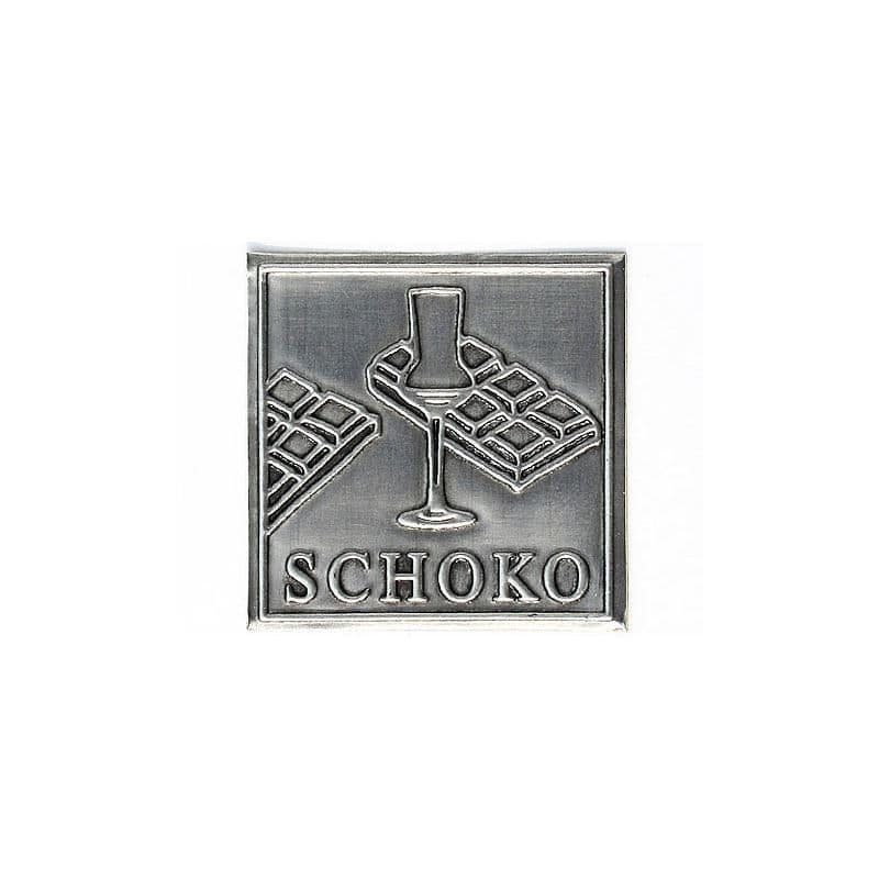 Zinnetikett 'Schoko', quadratisch, Metall, silber