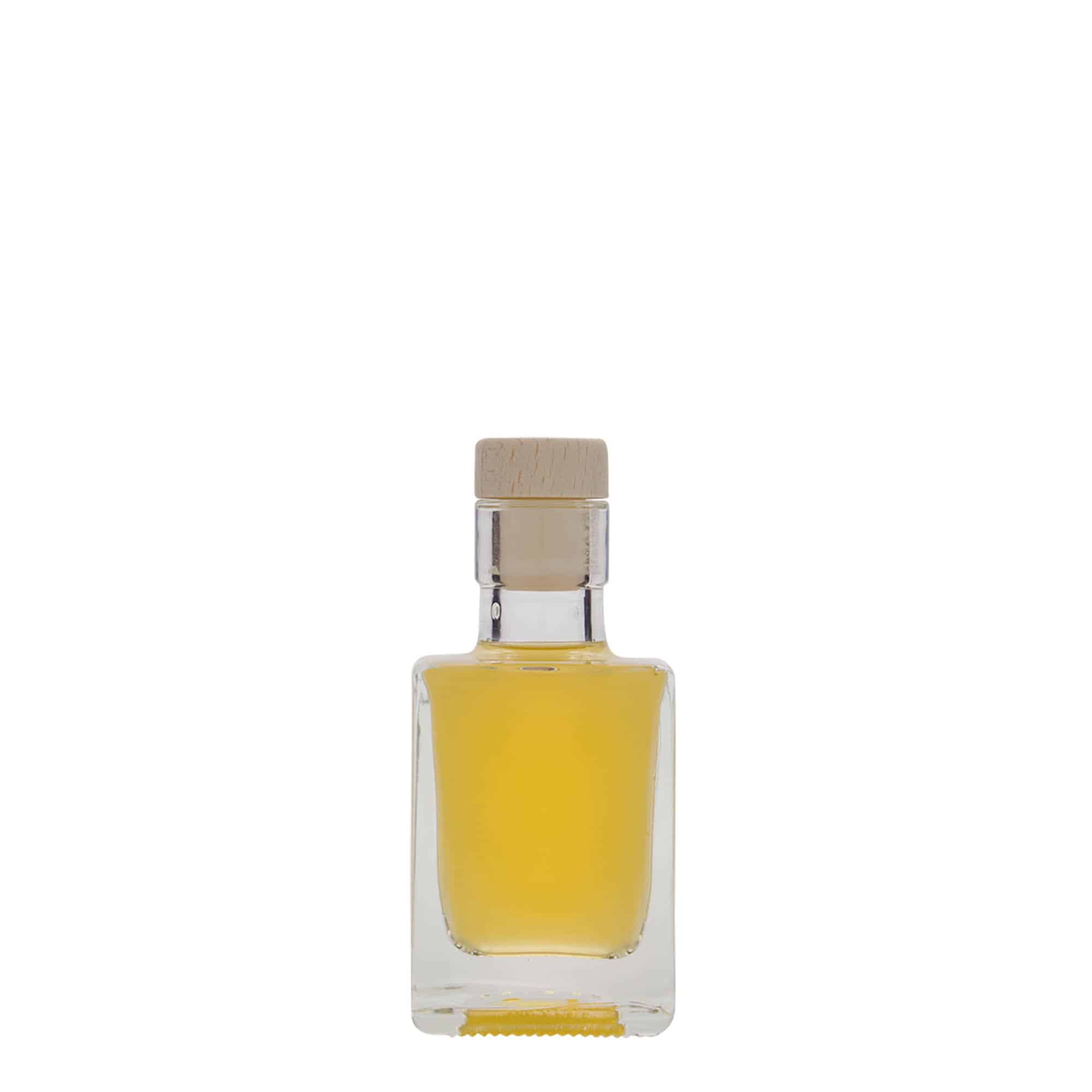 50 ml Glasflasche 'Cube', quadratisch, Mündung: Kork