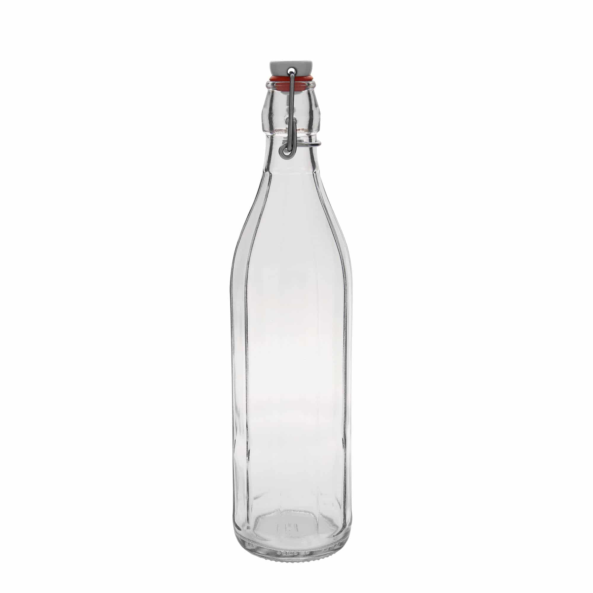 750 ml Glasflasche „Bravo“, zehneckig, Mündung: Bügelverschluss