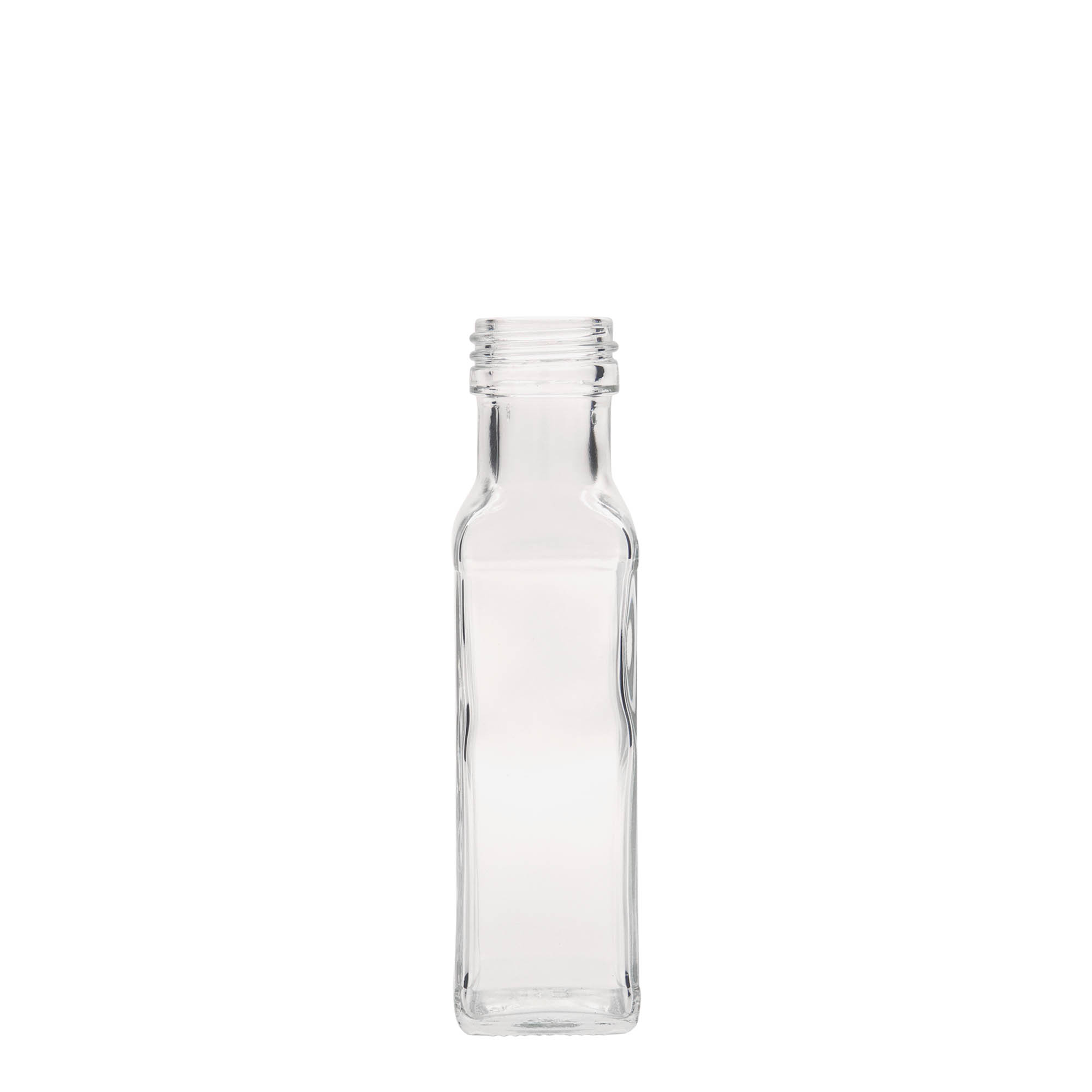 100 ml Glasflasche 'Marasca', quadratisch, Mündung: PP 31,5 100 ml Glasflasche 'Marasca', quadratisch, Mündung: PP 31,5