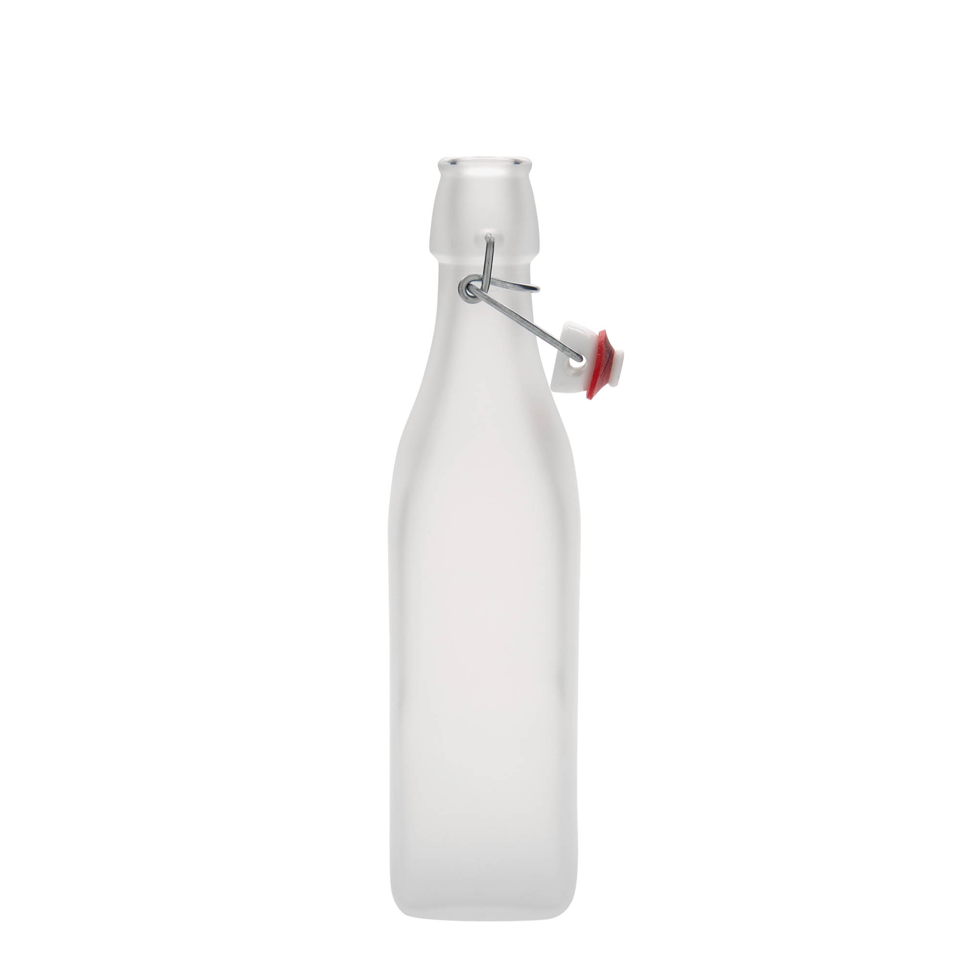 500 ml Glasflasche 'Swing', quadratisch, weiß, Mündung: Bügelverschluss 500 ml Glasflasche 'Swing', quadratisch, weiß, Mündung: Bügelverschluss