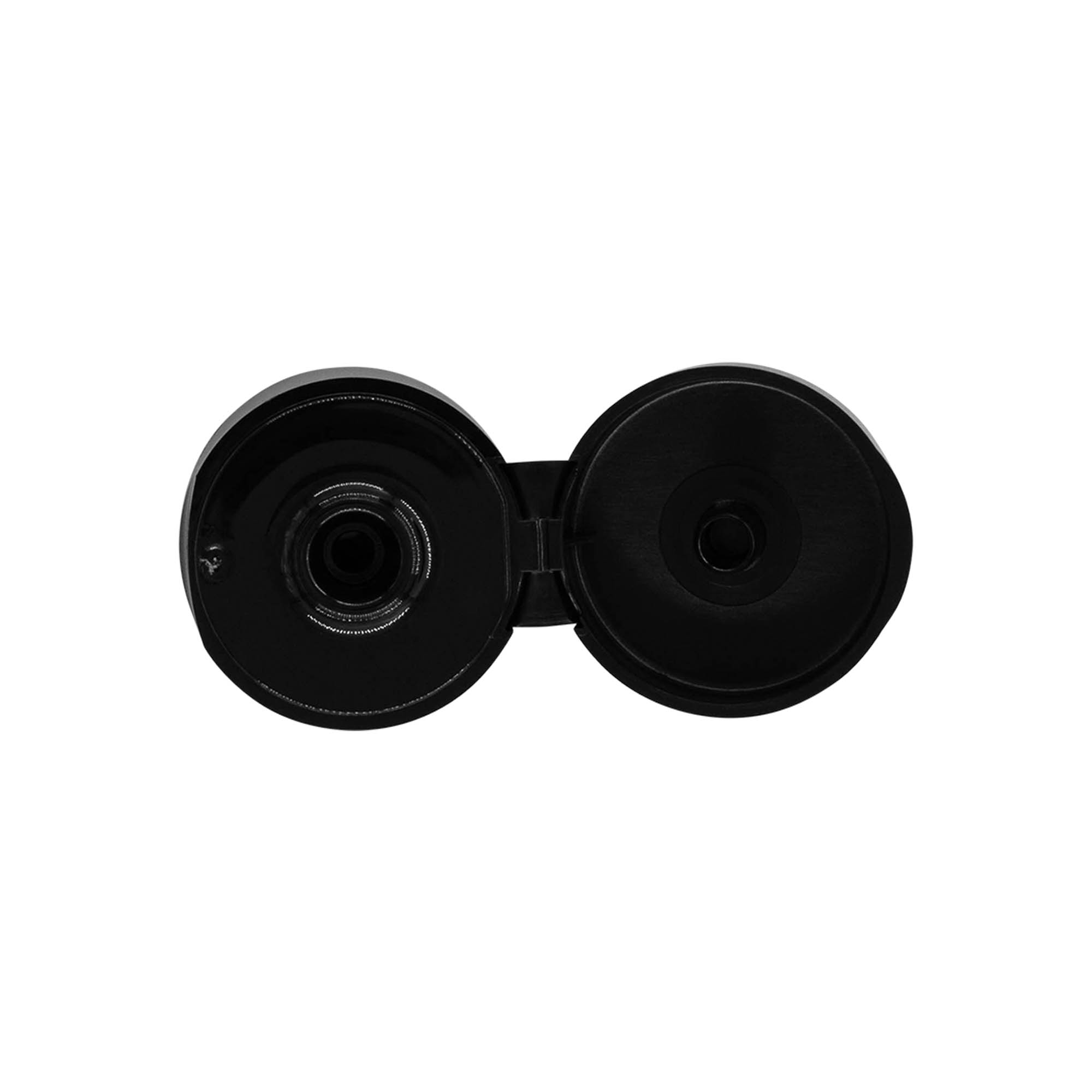 Schraubverschluss Klappscharnier, PP-Kunststoff, schwarz, für Mündung: 24/410 Schraubverschluss Klappscharnier, PP-Kunststoff, schwarz, für Mündung: 24/410