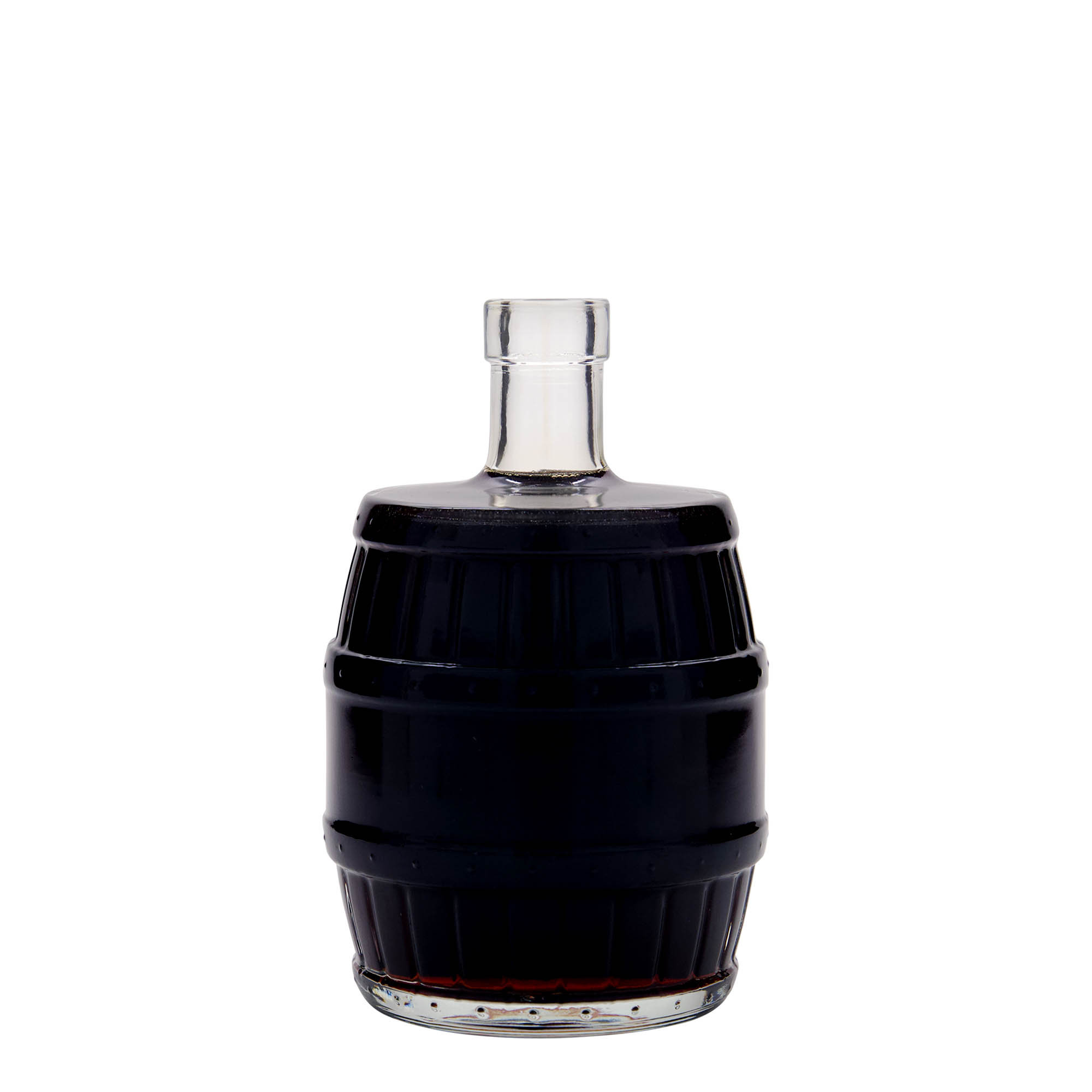 500 ml Glasflasche 'Fass', Mündung: Kork 500 ml Glasflasche 'Fass', Mündung: Kork