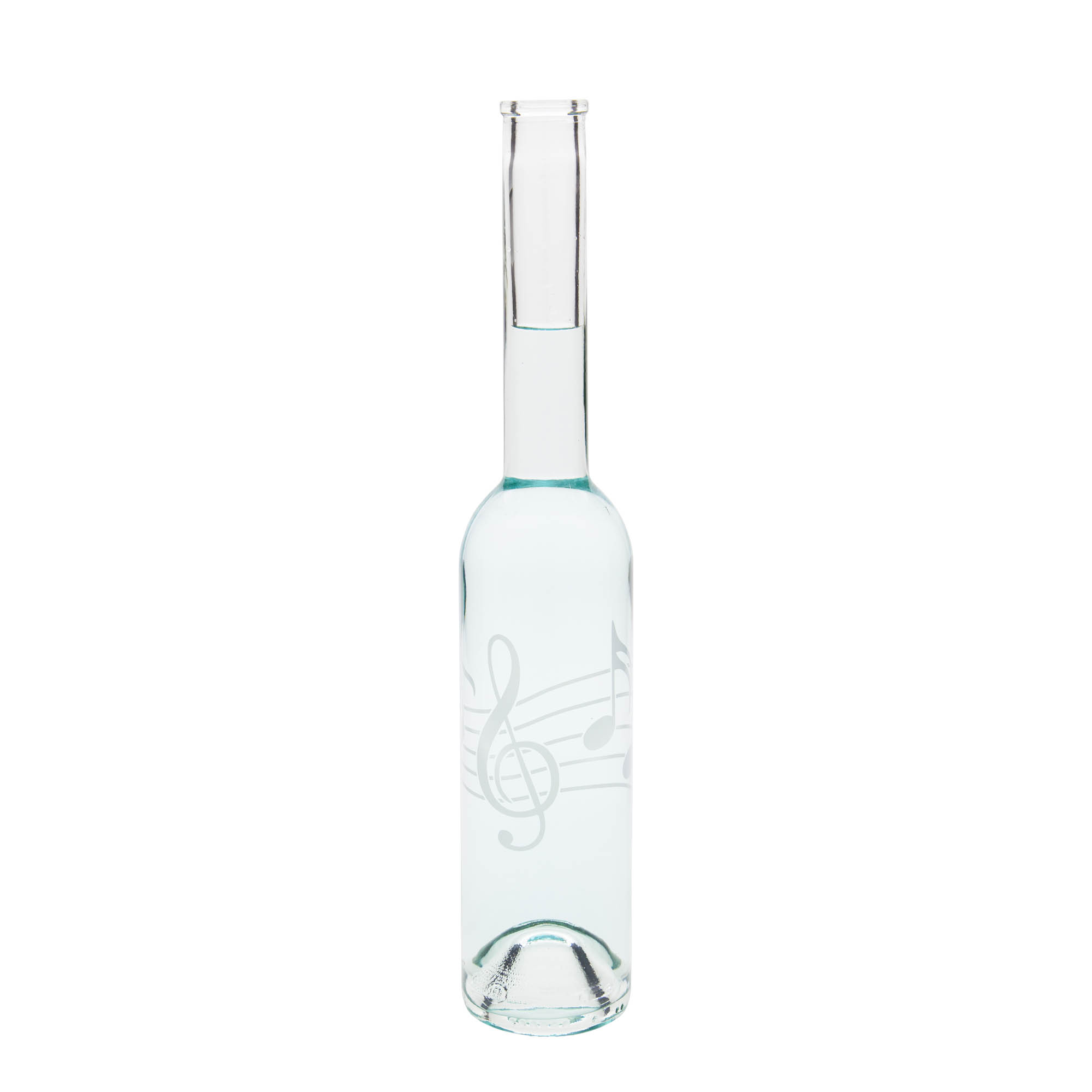 350 ml Glasflasche 'Opera', Motiv: Musiknoten, Mündung: Kork
