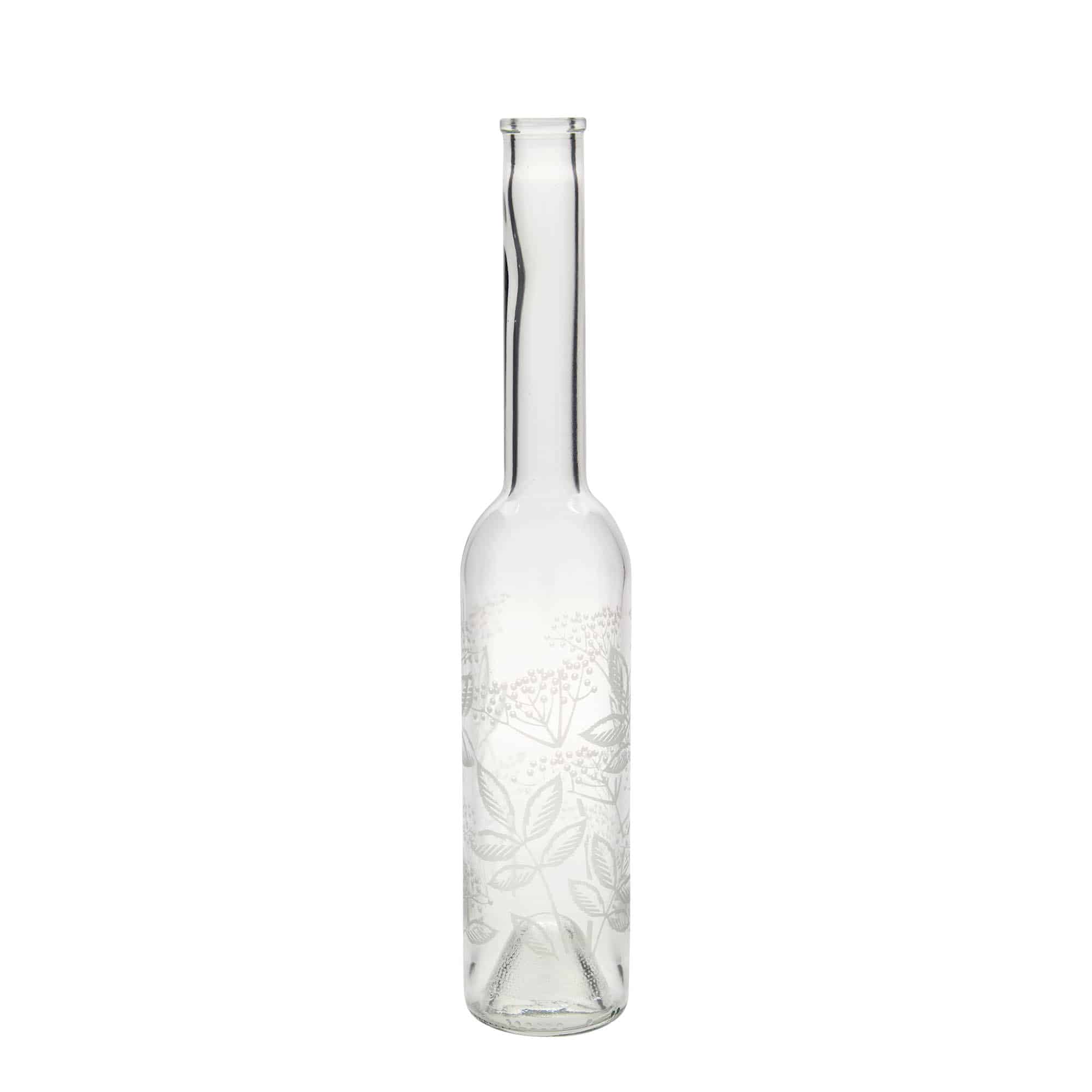 350 ml Glasflasche „Opera“, Motiv: Holunder, Mündung: Kork