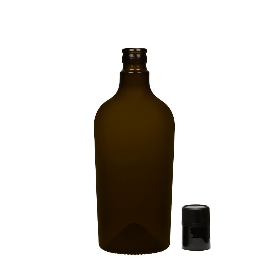 750 ml Essig-/Ölflasche „Oleum“, Glas, antikgrün, Mündung: DOP
