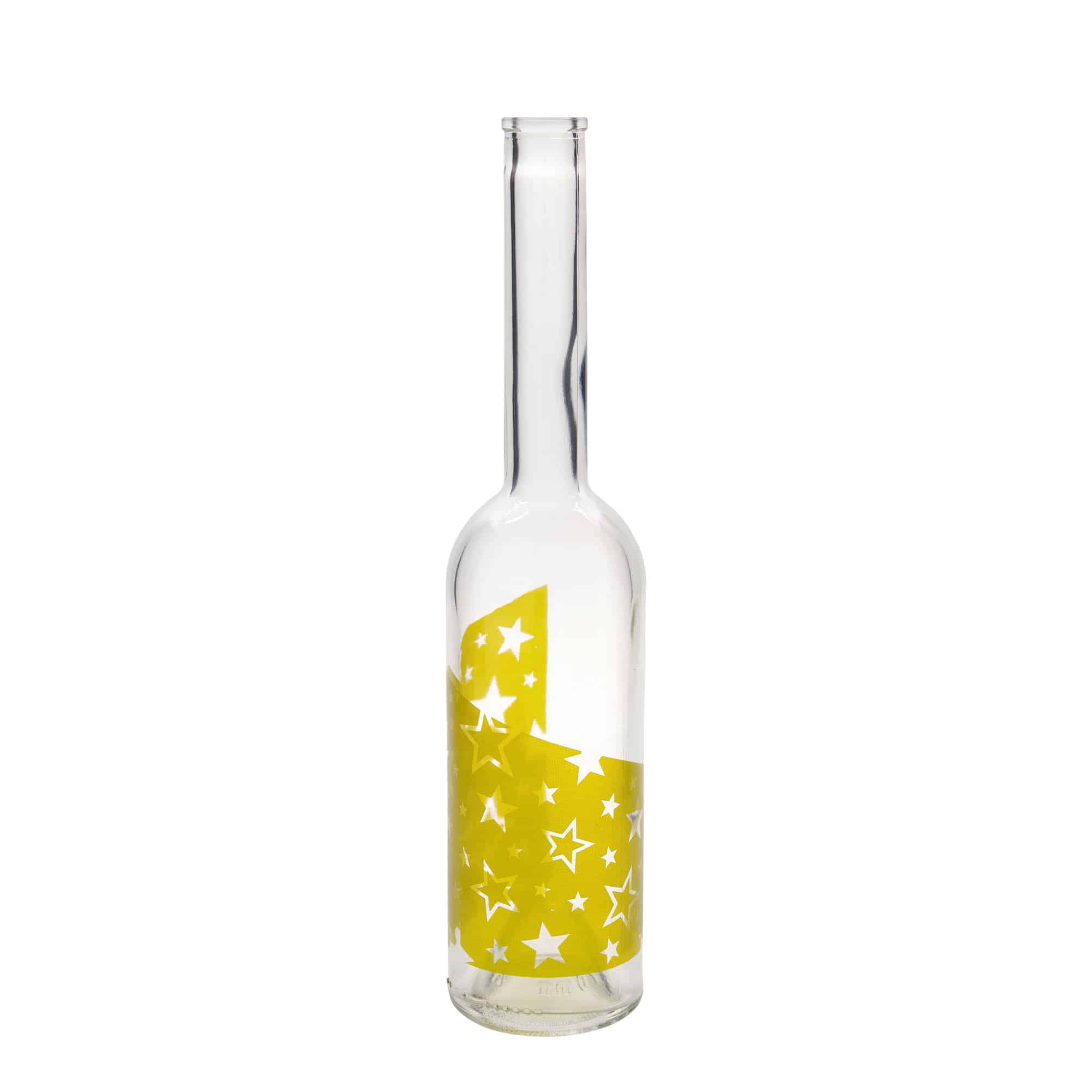 500 ml Glasflasche „Opera“, Motiv: Goldsterne, Mündung: Kork