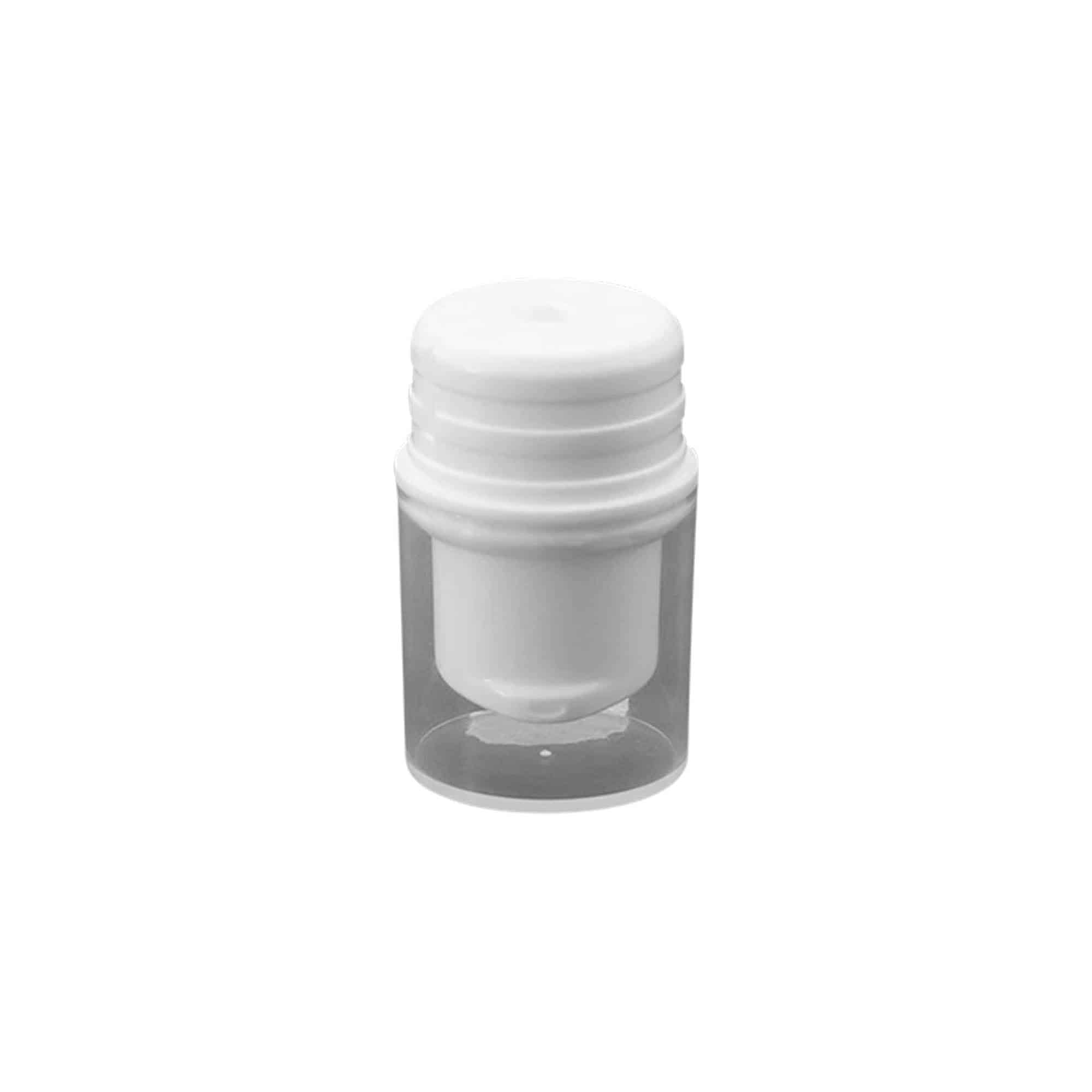 Airless Dispenser Pumpkopf „Nano“, PP-Kunststoff, weiß mit transparenter Kappe