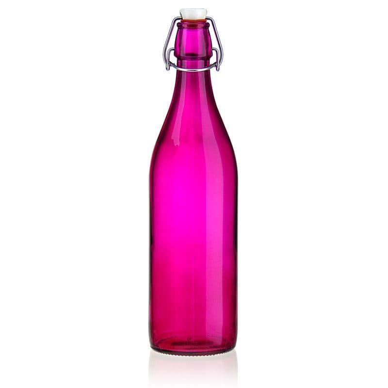 1.000 ml Glasflasche 'Giara', pink, Mündung: Bügelverschluss
