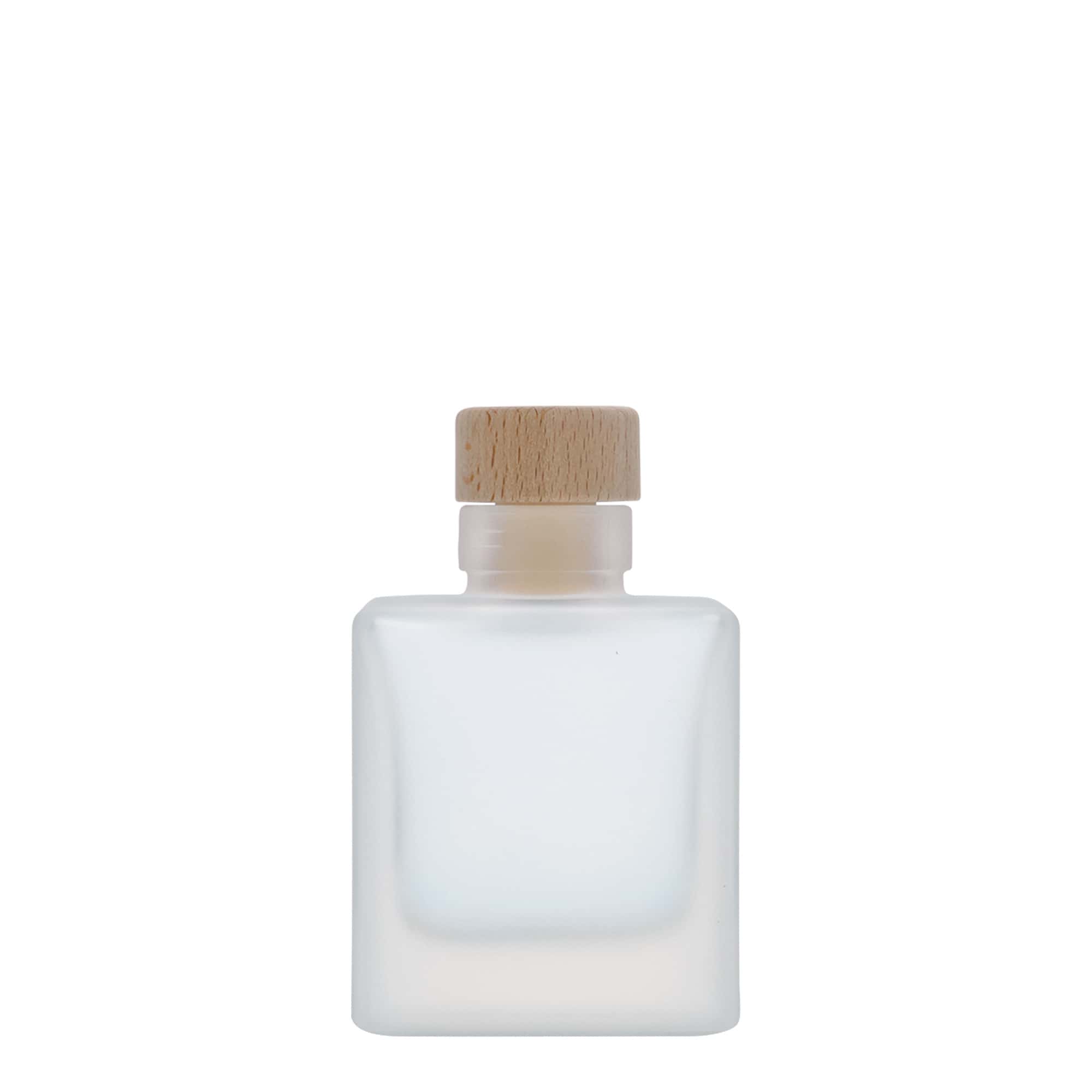 100 ml Glasflasche 'Cube', quadratisch, geeist, Mündung: Kork 100 ml Glasflasche 'Cube', quadratisch, geeist, Mündung: Kork