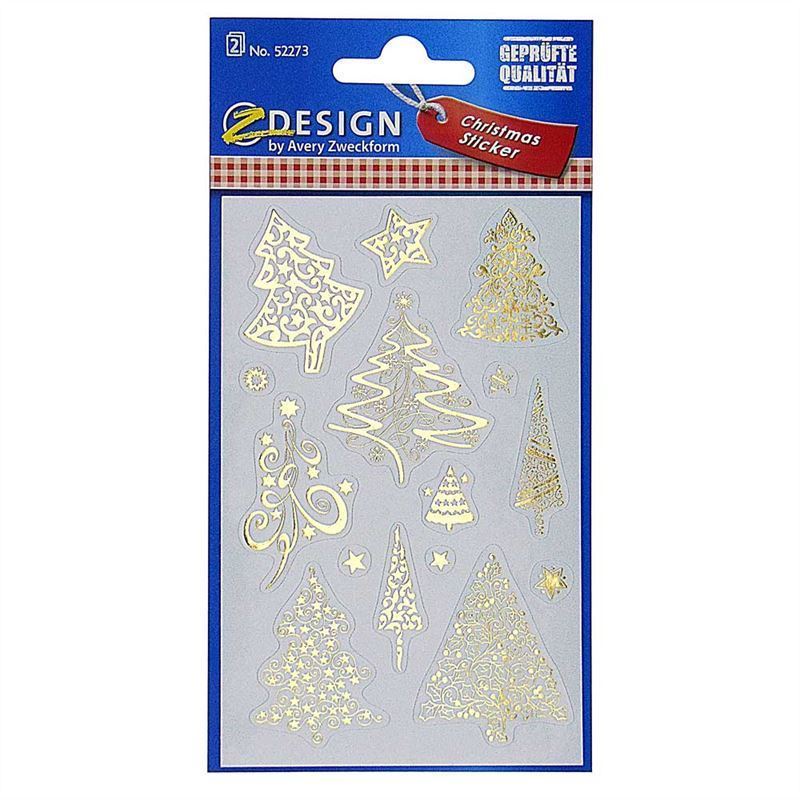 Zweckform Sticker 'Weihnachtsbäume', Papier, gold
