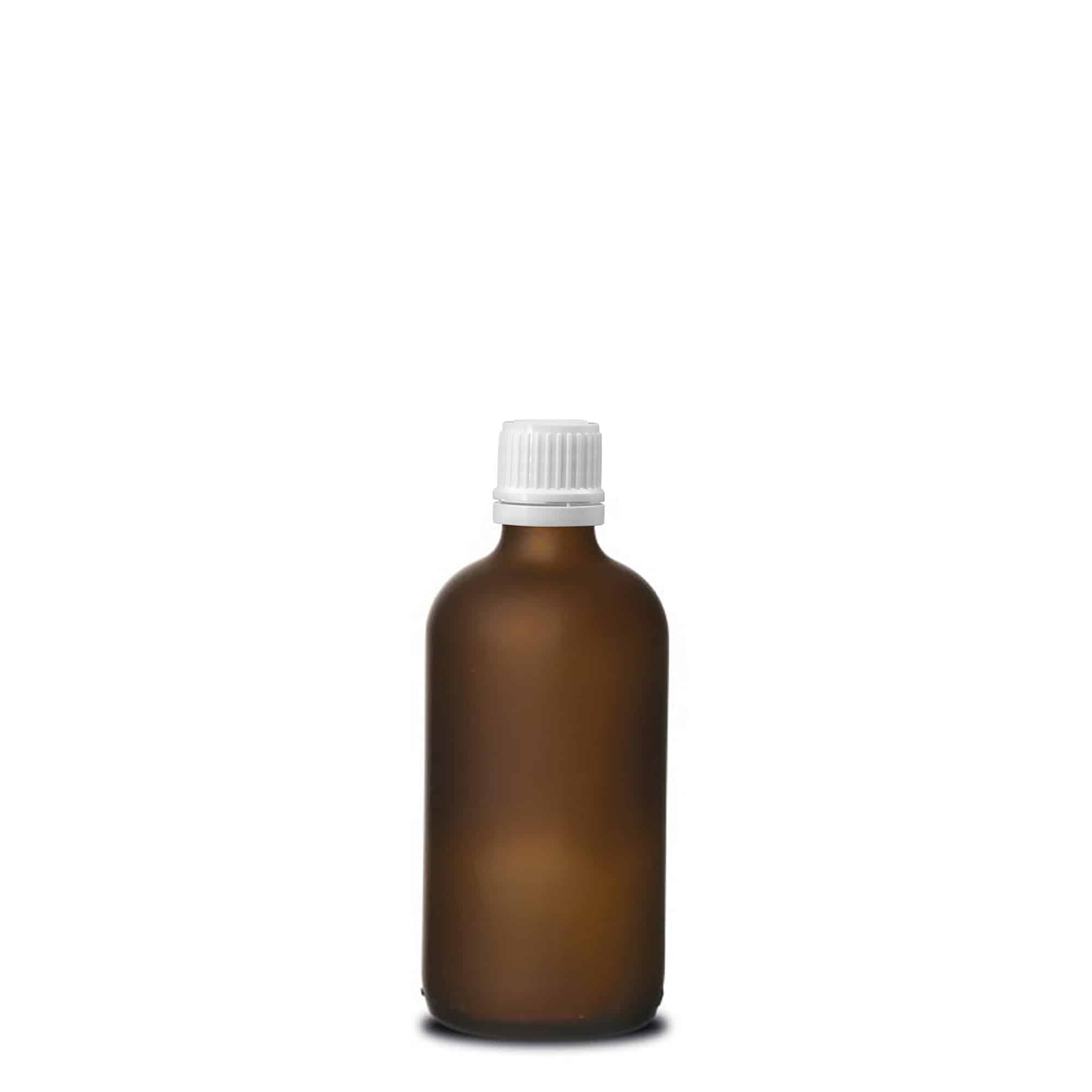 100 ml Medizinflasche, Glas, braun gefrostet, Mündung: DIN 18