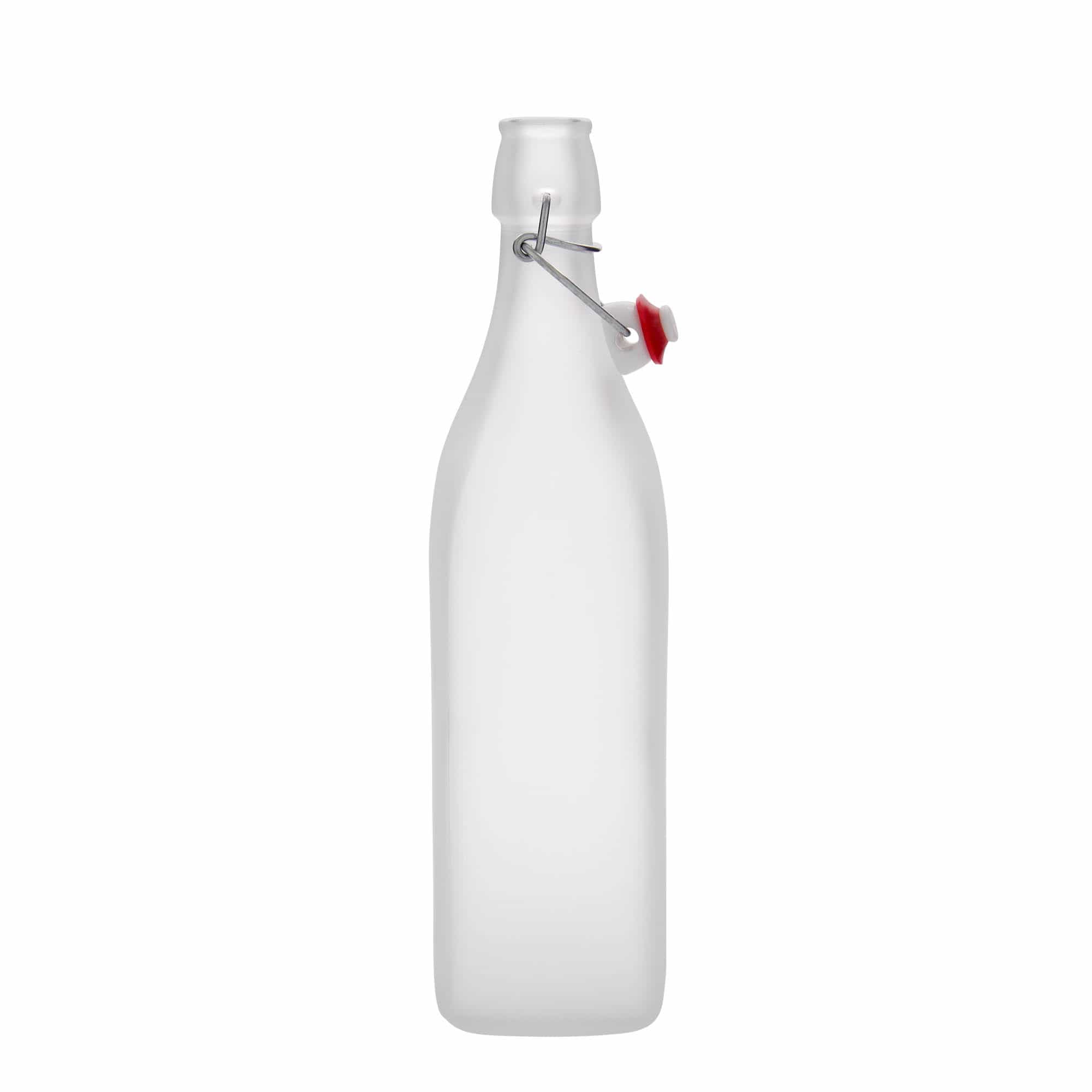 1.000 ml Glasflasche 'Swing', quadratisch, geeist, Mündung: Bügelverschluss