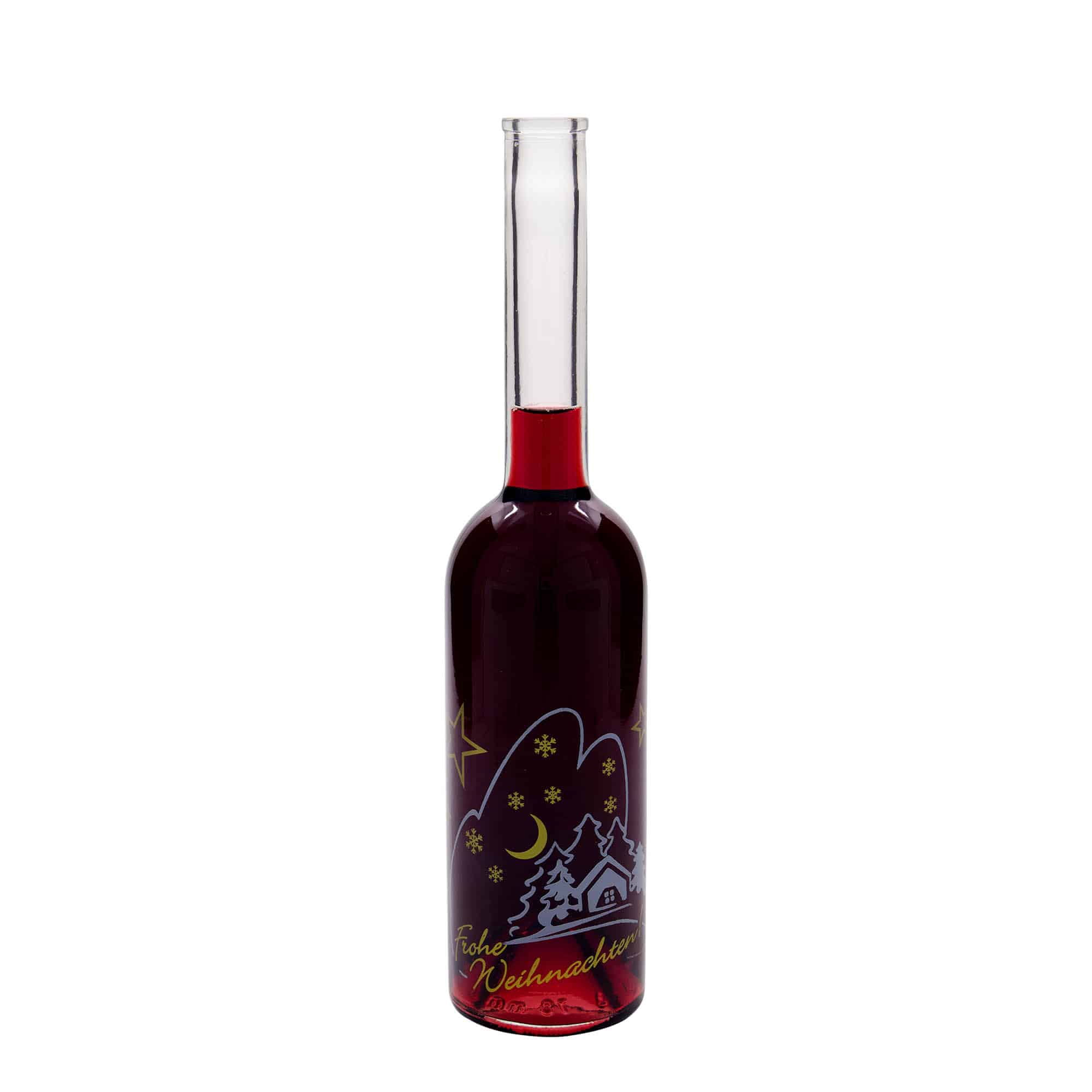500 ml Glasflasche „Opera“, Motiv: Weihnachtsidylle, Mündung: Kork
