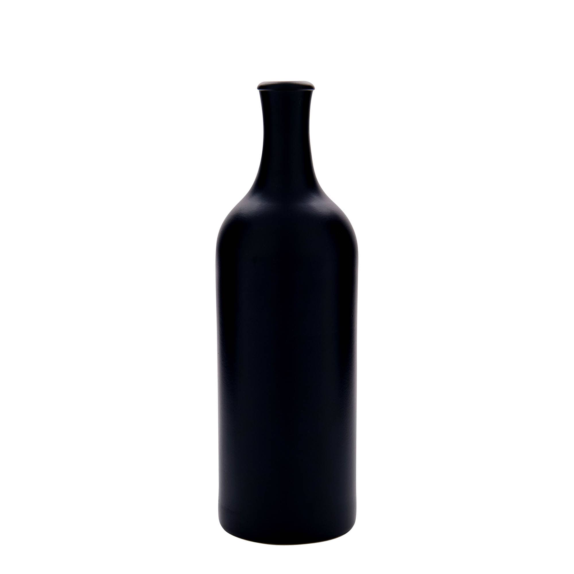 750 ml Tonkrug Langhals, Steinzeug, schwarz, Mündung: Kork