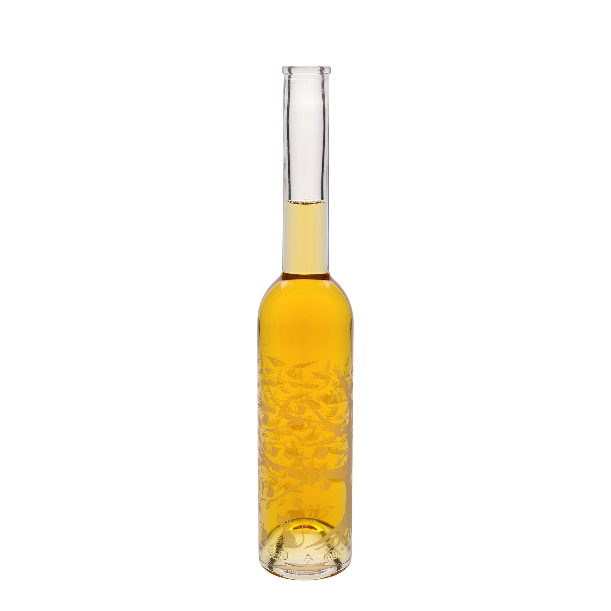 350 ml Glasflasche „Opera“, Motiv: Apfelbaum, Mündung: Kork
