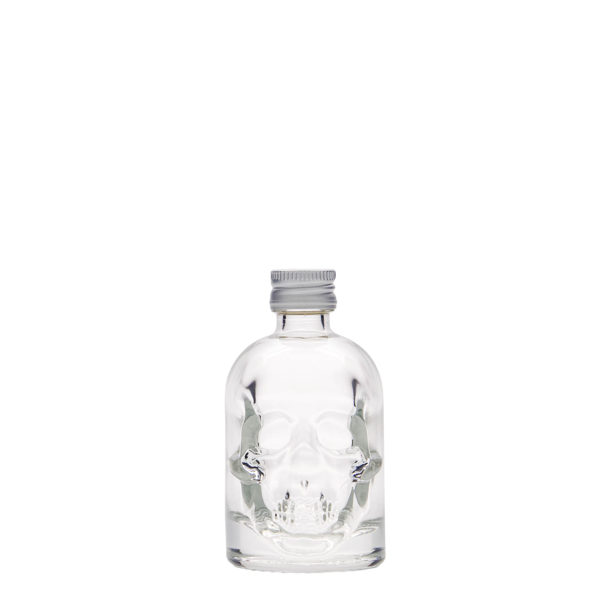 50 ml Glasflasche 'Totenkopf', Mündung: PP 18 50 ml Glasflasche 'Totenkopf', Mündung: PP 18