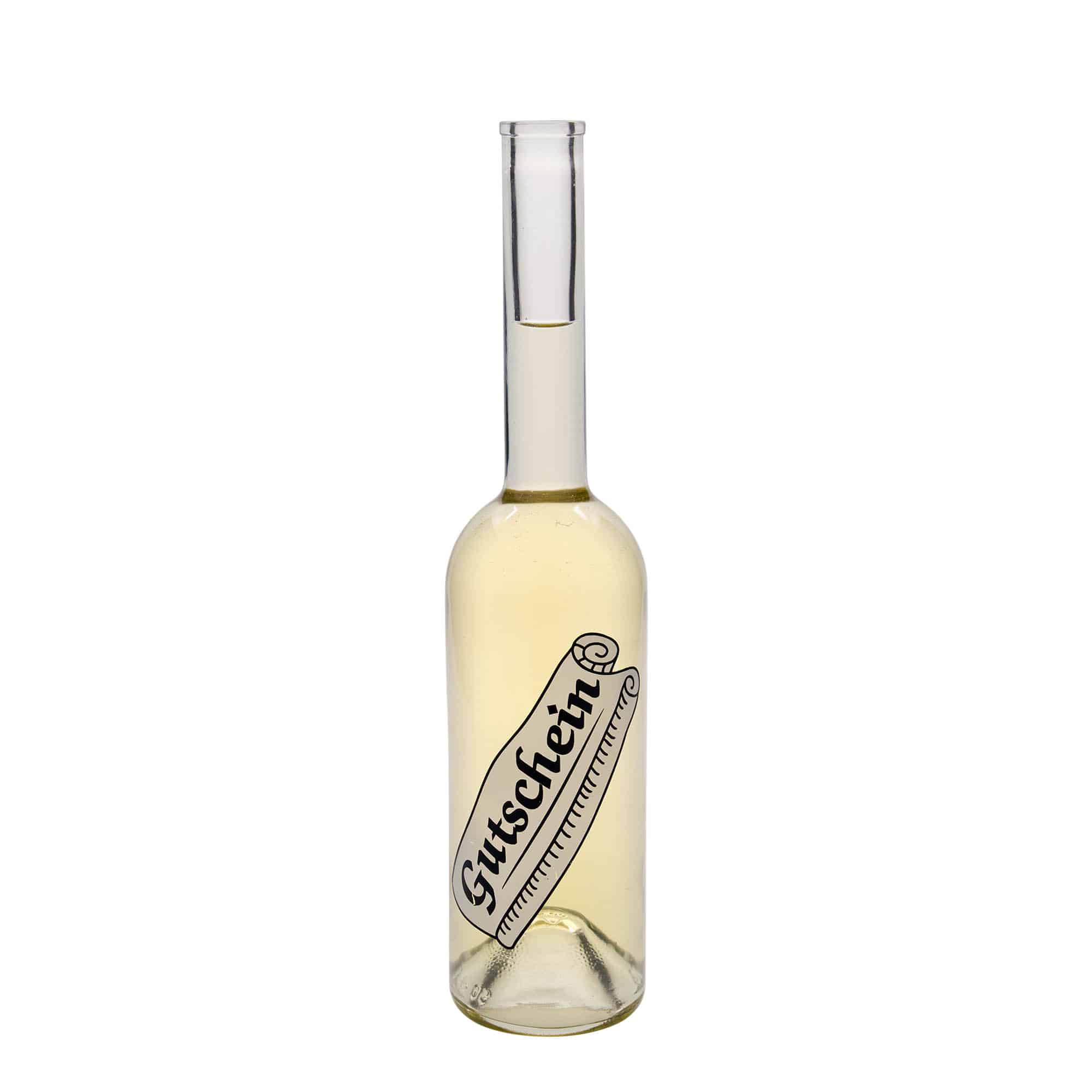 500 ml Glasflasche 'Opera', Motiv: Gutschein, Mündung: Kork 500 ml Glasflasche 'Opera', Motiv: Gutschein, Mündung: Kork