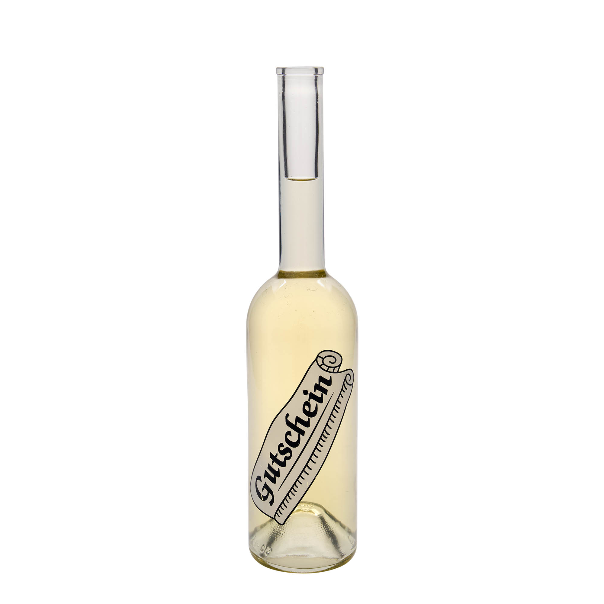 500 ml Glasflasche 'Opera', Motiv: Gutschein, Mündung: Kork 500 ml Glasflasche 'Opera', Motiv: Gutschein, Mündung: Kork