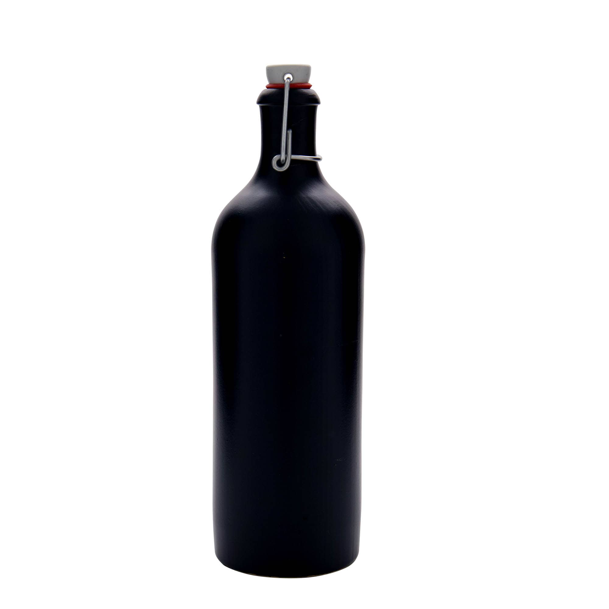 750 ml Tonkrug, Steinzeug, schwarz, Mündung: Bügelverschluss