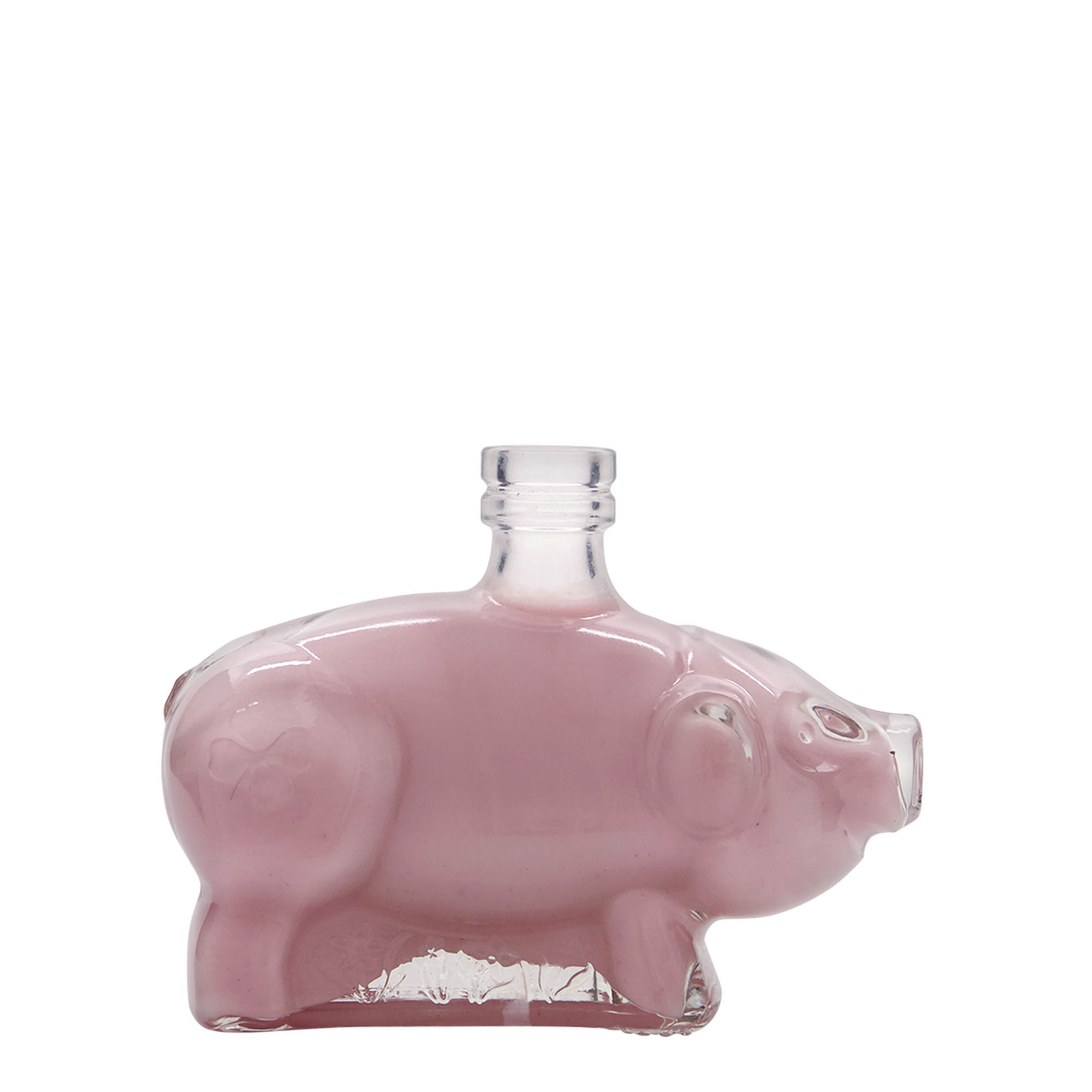 200 ml Glasflasche 'Glücksschweinchen', Mündung: Kork 200 ml Glasflasche 'Glücksschweinchen', Mündung: Kork