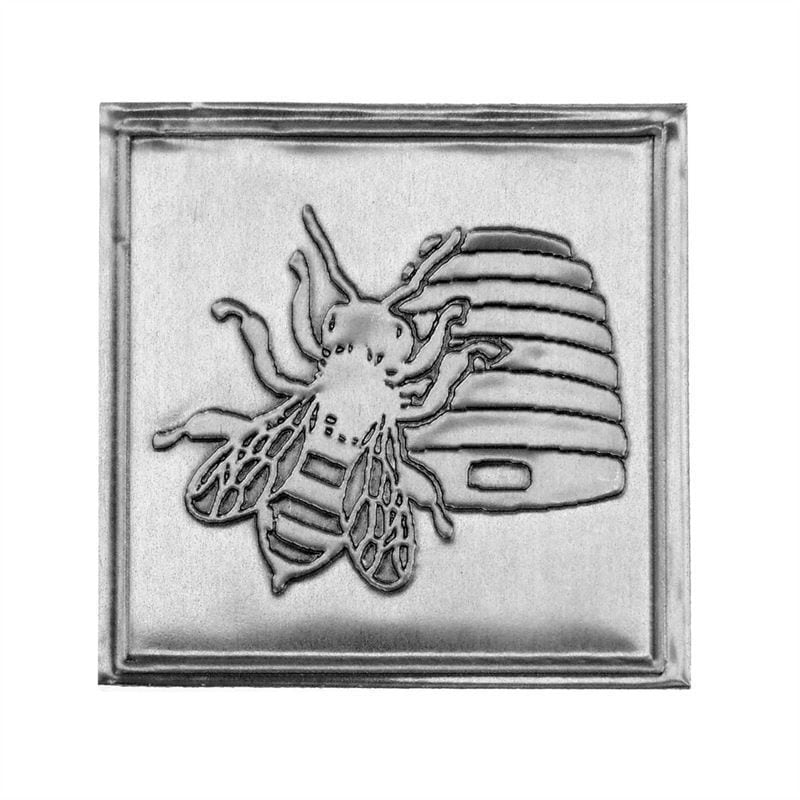 Zinnetikett „Honig“, quadratisch, Metall, silber