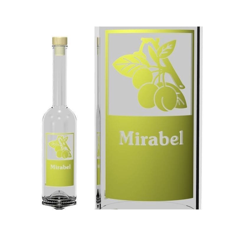 500 ml Glasflasche 'Opera', Motiv: Mirabel, Mündung: Kork
