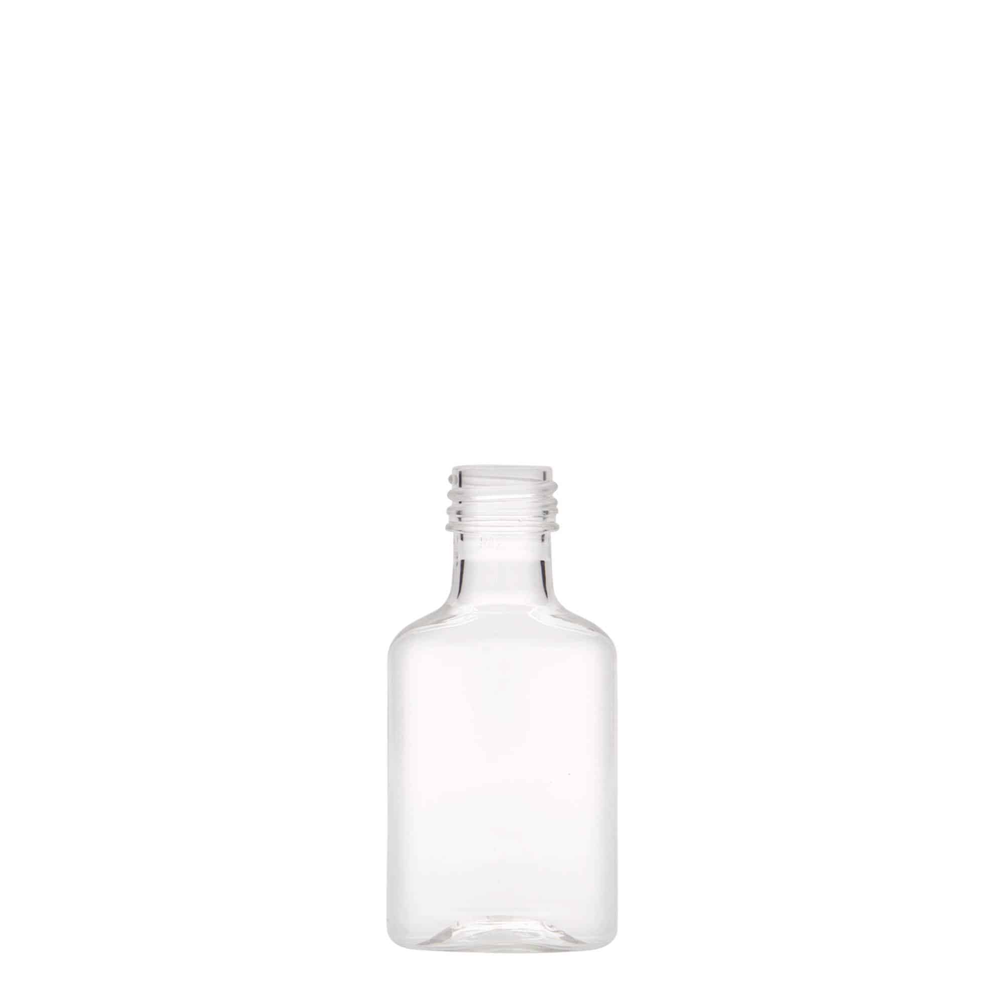 30 ml Taschenflasche, oval, PET-Kunststoff, Mündung: PP 18