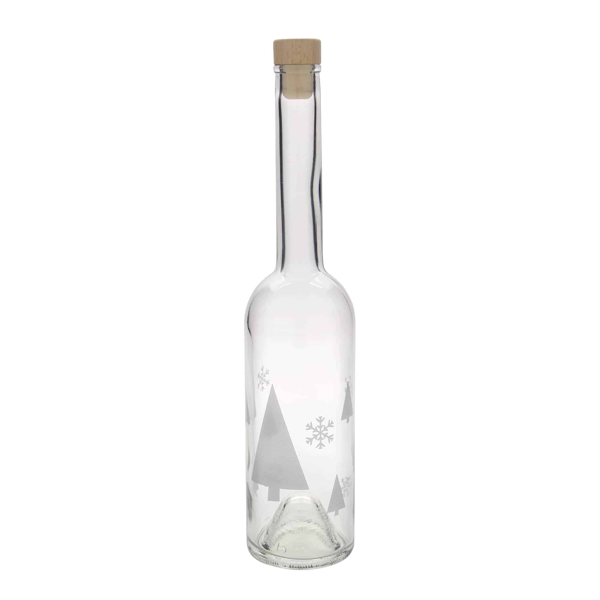 500 ml Glasflasche „Opera“, Motiv: Schneeflocken, Mündung: Kork