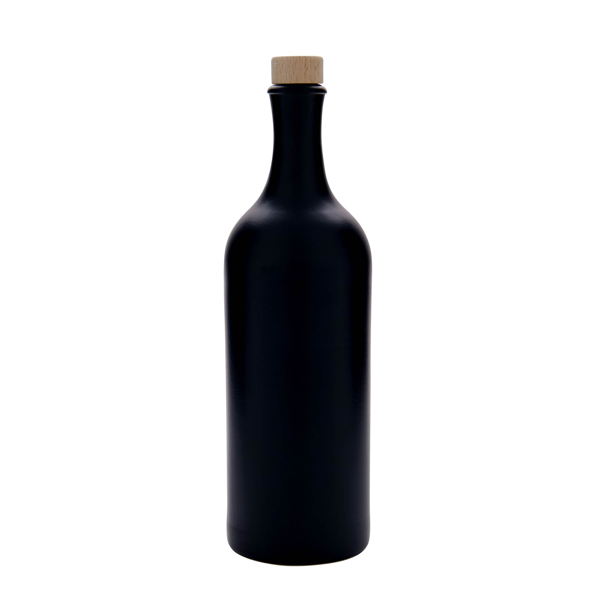 750 ml Tonkrug Langhals, Steinzeug, schwarz, Mündung: Kork 750 ml Tonkrug Langhals, Steinzeug, schwarz, Mündung: Kork