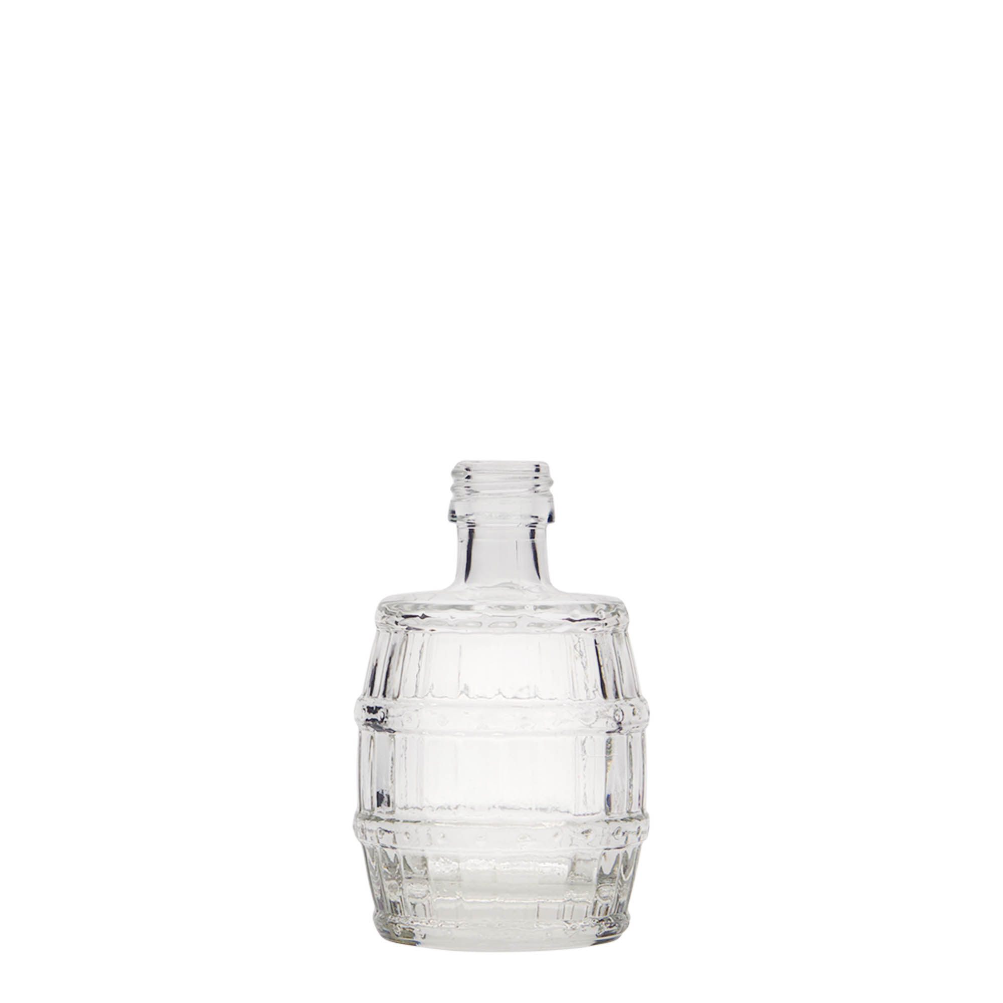 50 ml Glasflasche 'Fass', Mündung: PP 18 50 ml Glasflasche 'Fass', Mündung: PP 18