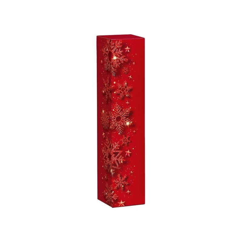 Geschenkkarton 'Funkelnde Eiskristalle', quadratisch, Papier, rot