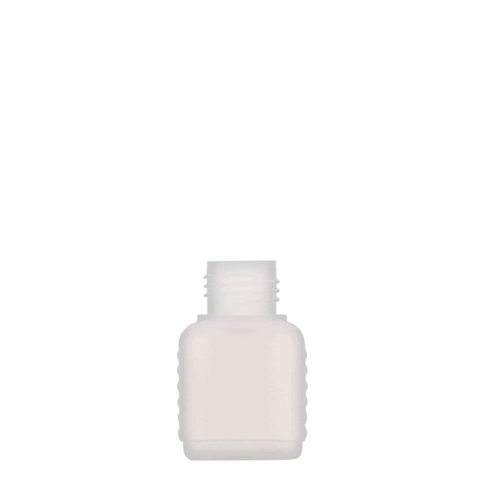 50 ml Kanisterflasche, rechteckig, HDPE-Kunststoff, natur, Mündung: DIN 25 50 ml Kanisterflasche, rechteckig, HDPE-Kunststoff, natur, Mündung: DIN 25