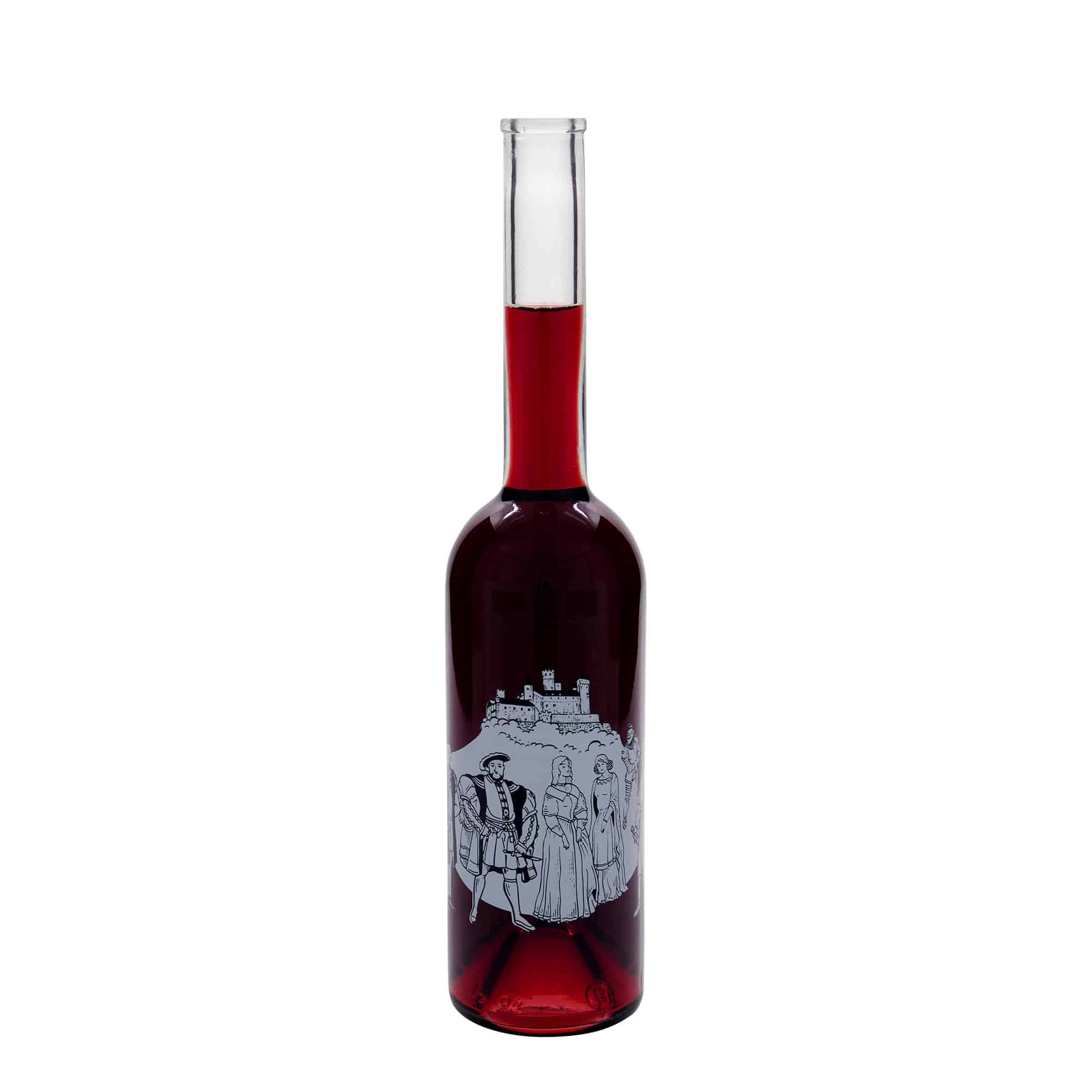 500 ml Glasflasche 'Opera', Motiv: Mittelalter, Mündung: Kork 500 ml Glasflasche 'Opera', Motiv: Mittelalter, Mündung: Kork