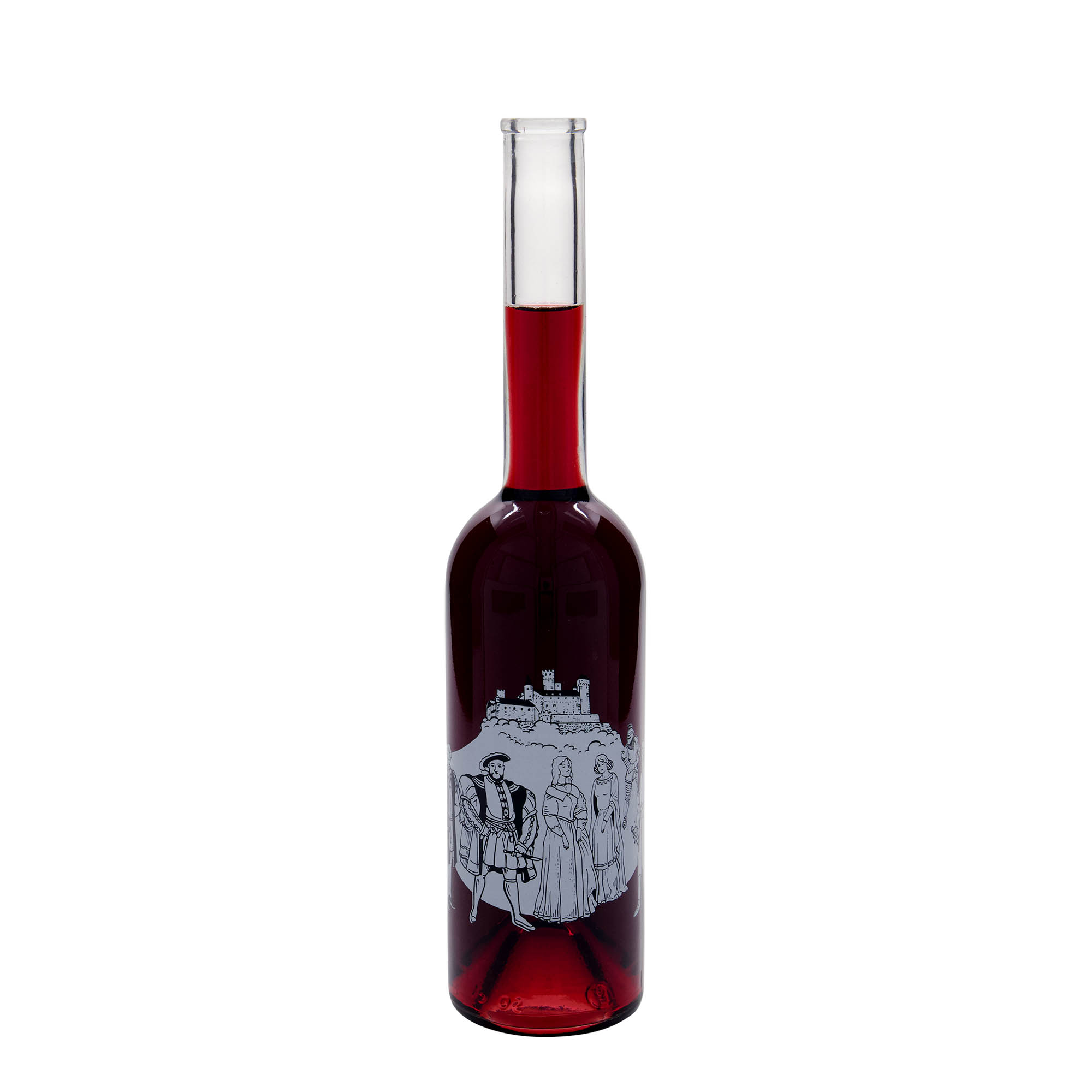 500 ml Glasflasche 'Opera', Motiv: Mittelalter, Mündung: Kork 500 ml Glasflasche 'Opera', Motiv: Mittelalter, Mündung: Kork