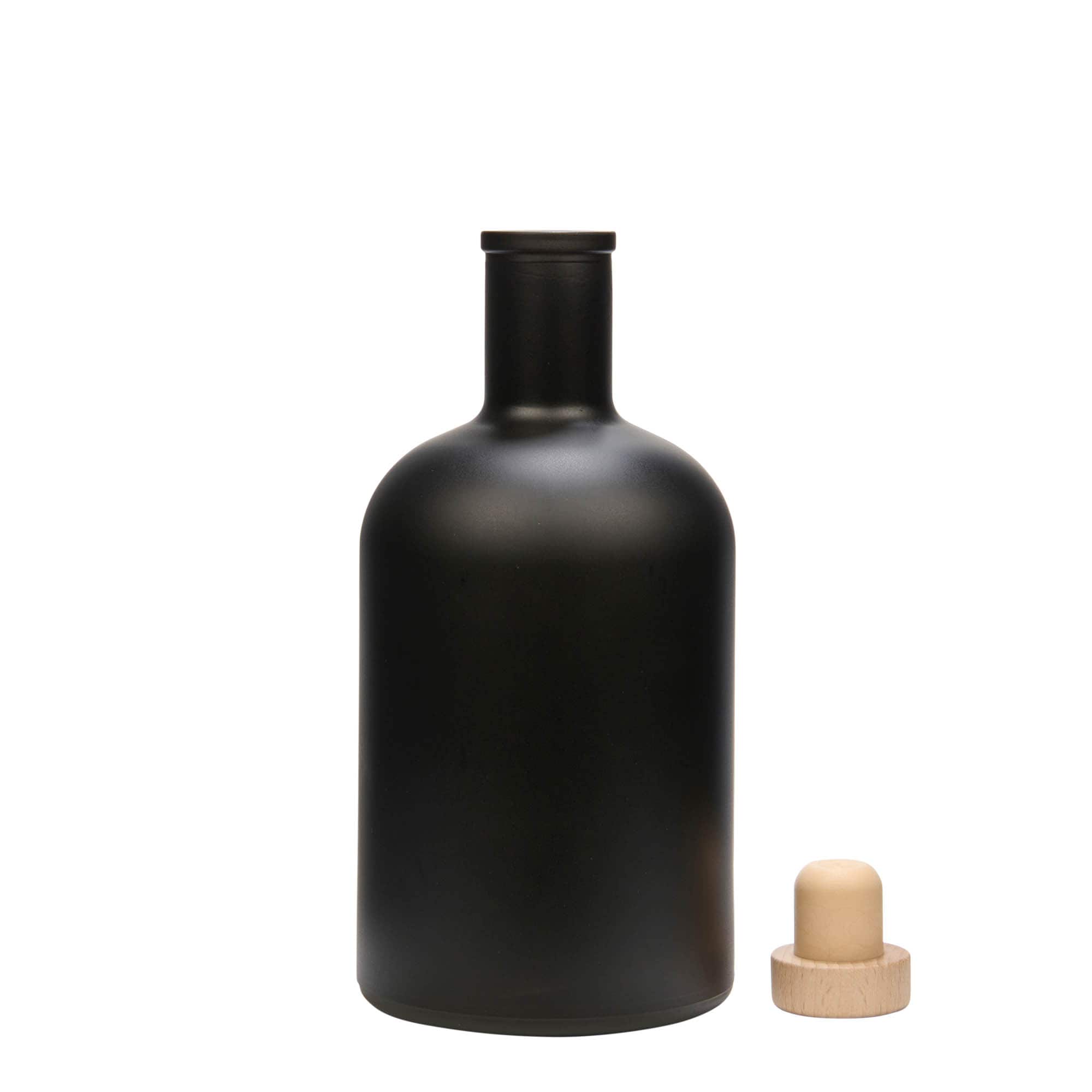 700 ml Glasflasche „Gerardino“, schwarz, Mündung: Kork