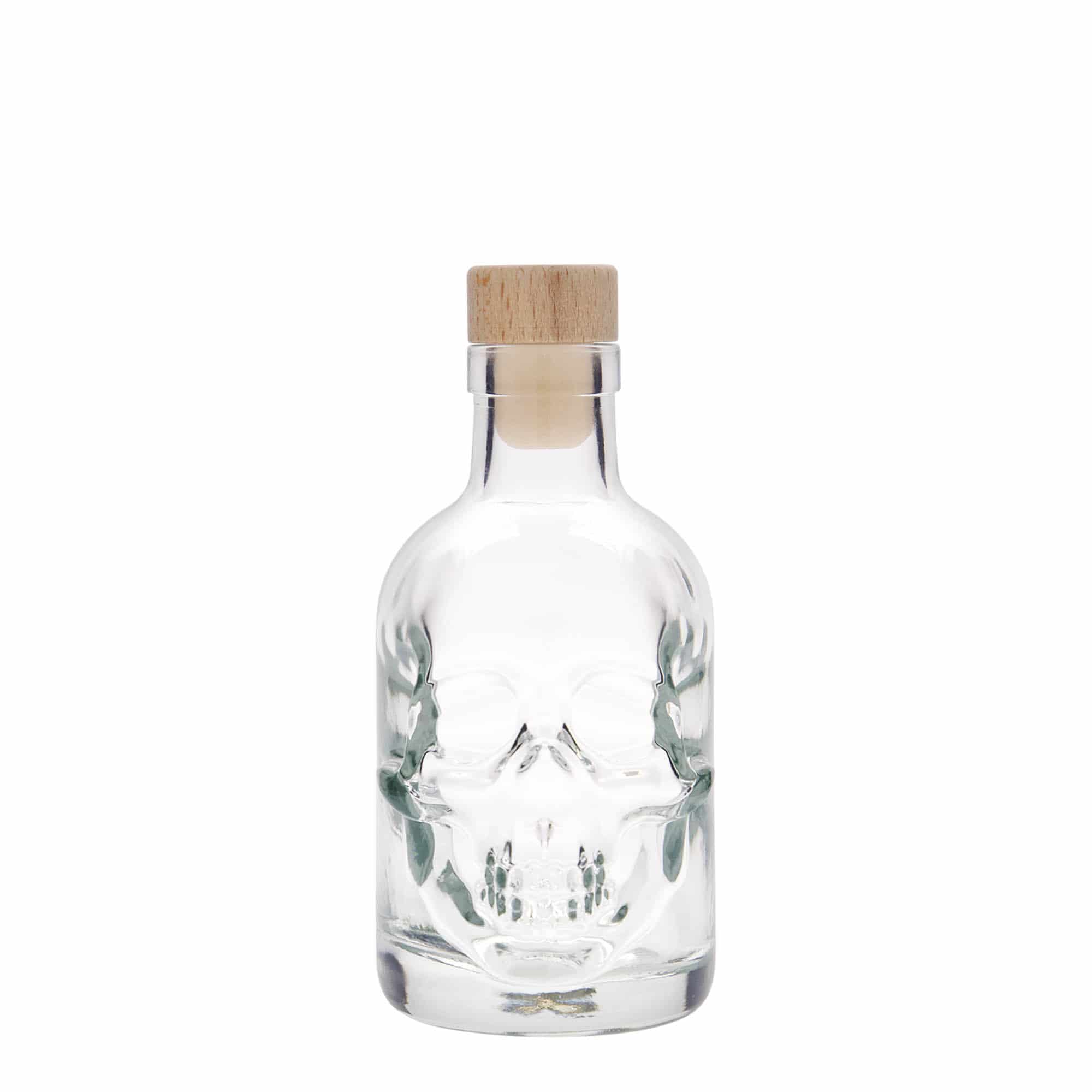200 ml Glasflasche „Totenkopf“, Mündung: Kork