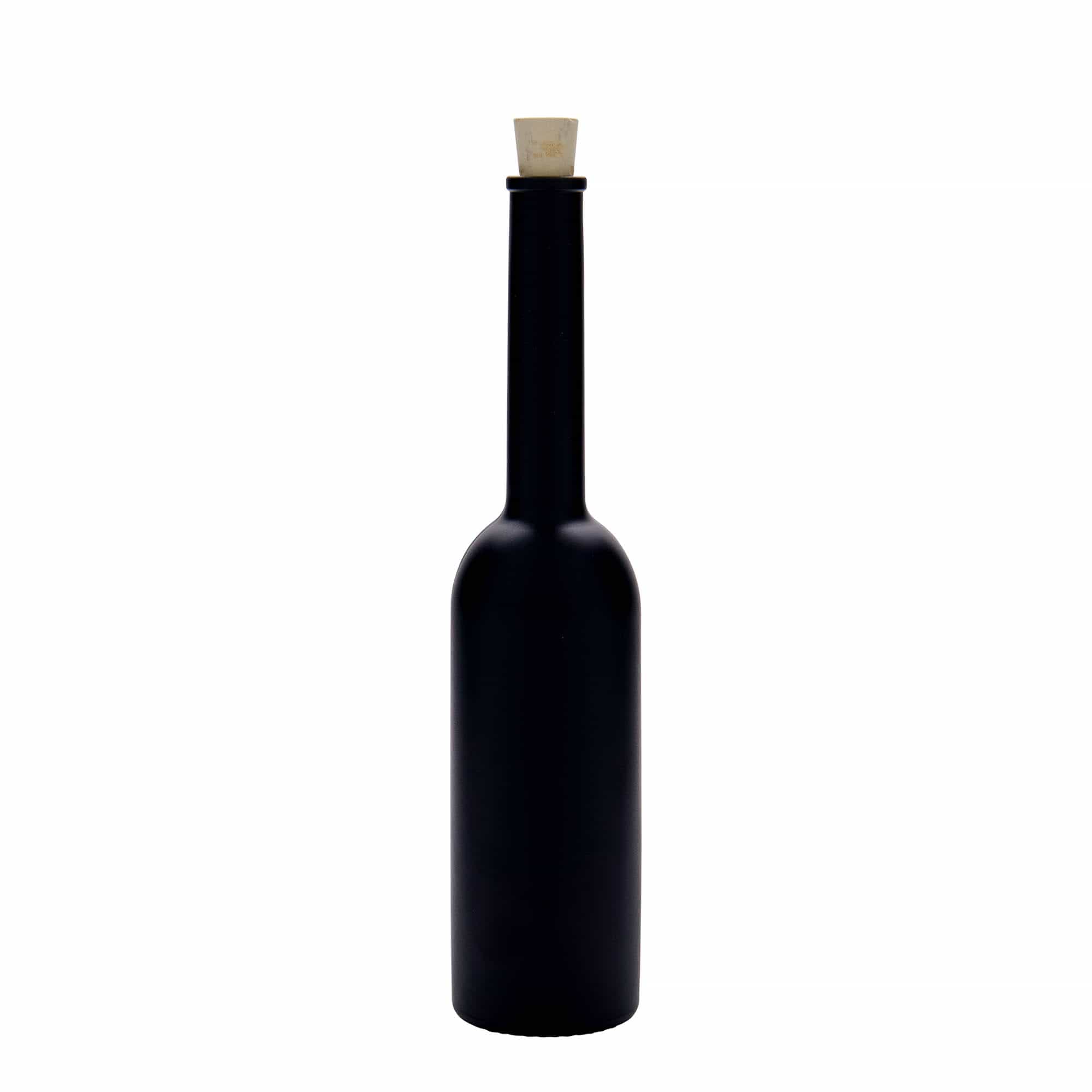 200 ml Glasflasche „Opera“, schwarz, Mündung: Kork