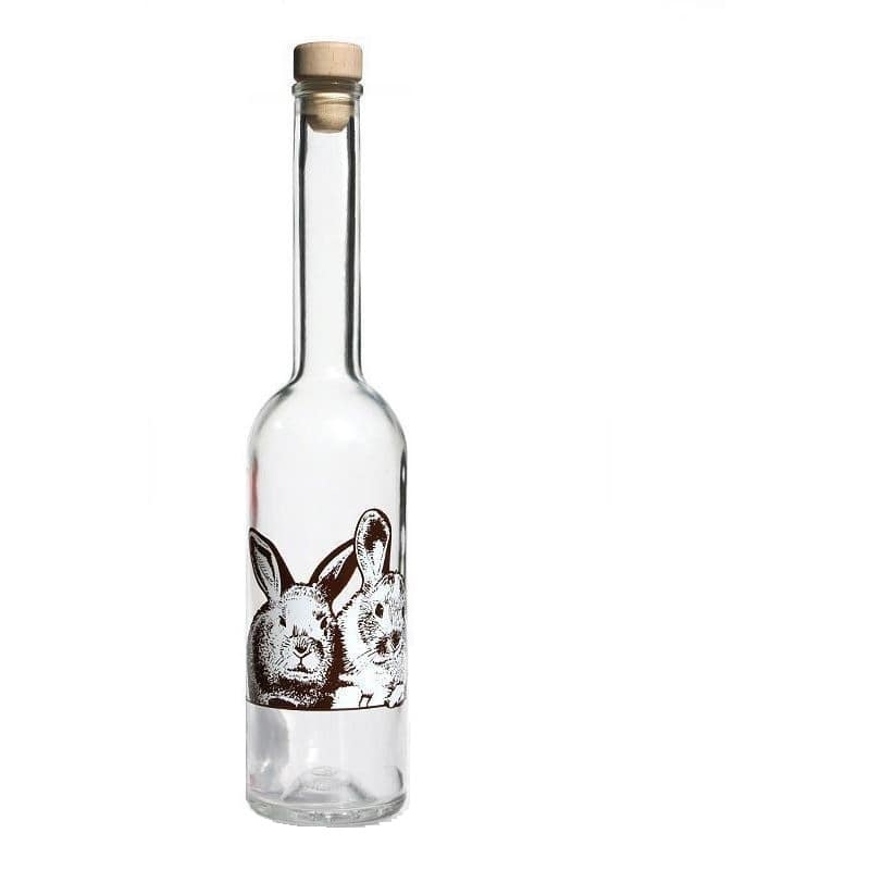 500 ml Glasflasche „Opera“, Motiv: Kaninchen, Mündung: Kork