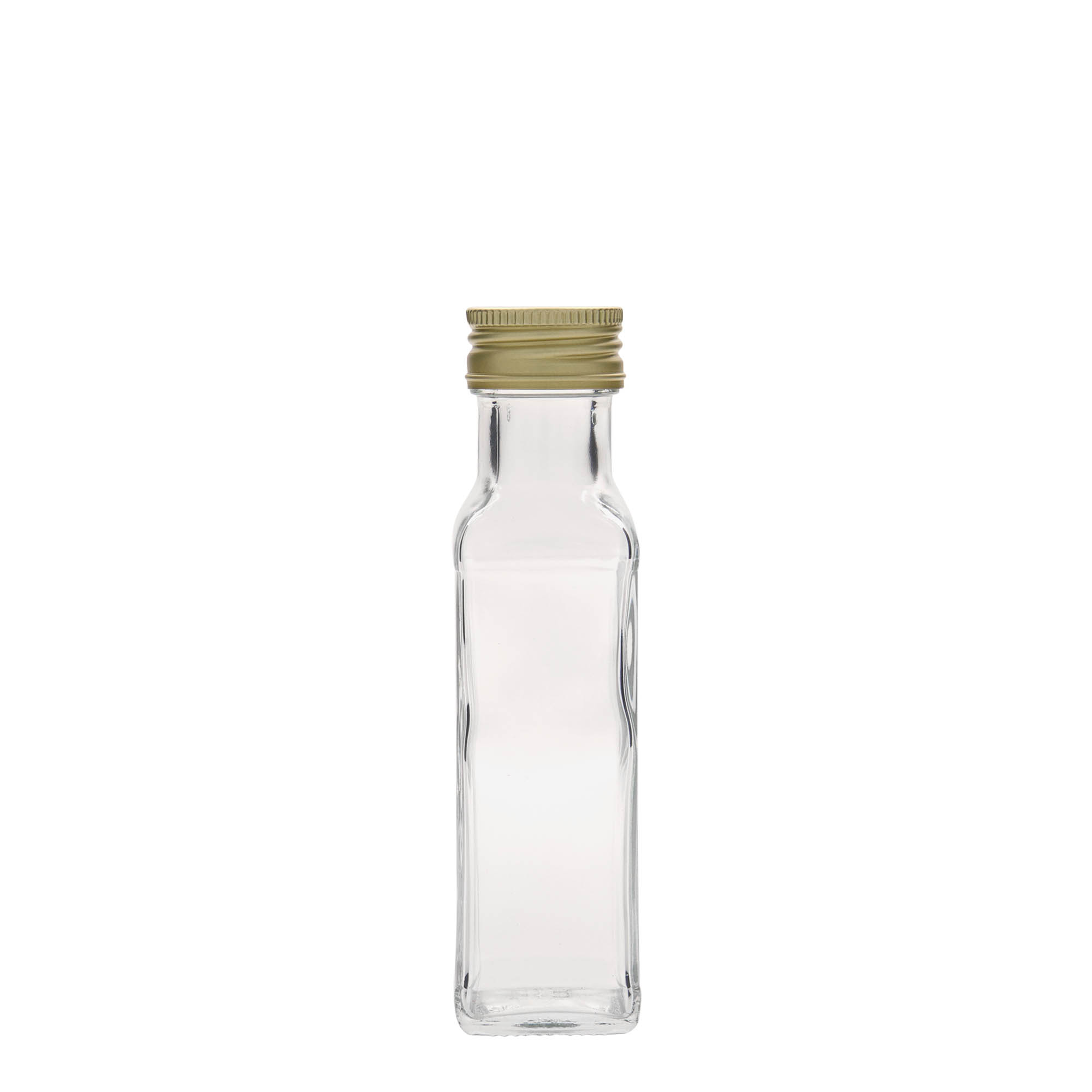 100 ml Glasflasche 'Marasca', quadratisch, Mündung: PP 31,5 100 ml Glasflasche 'Marasca', quadratisch, Mündung: PP 31,5