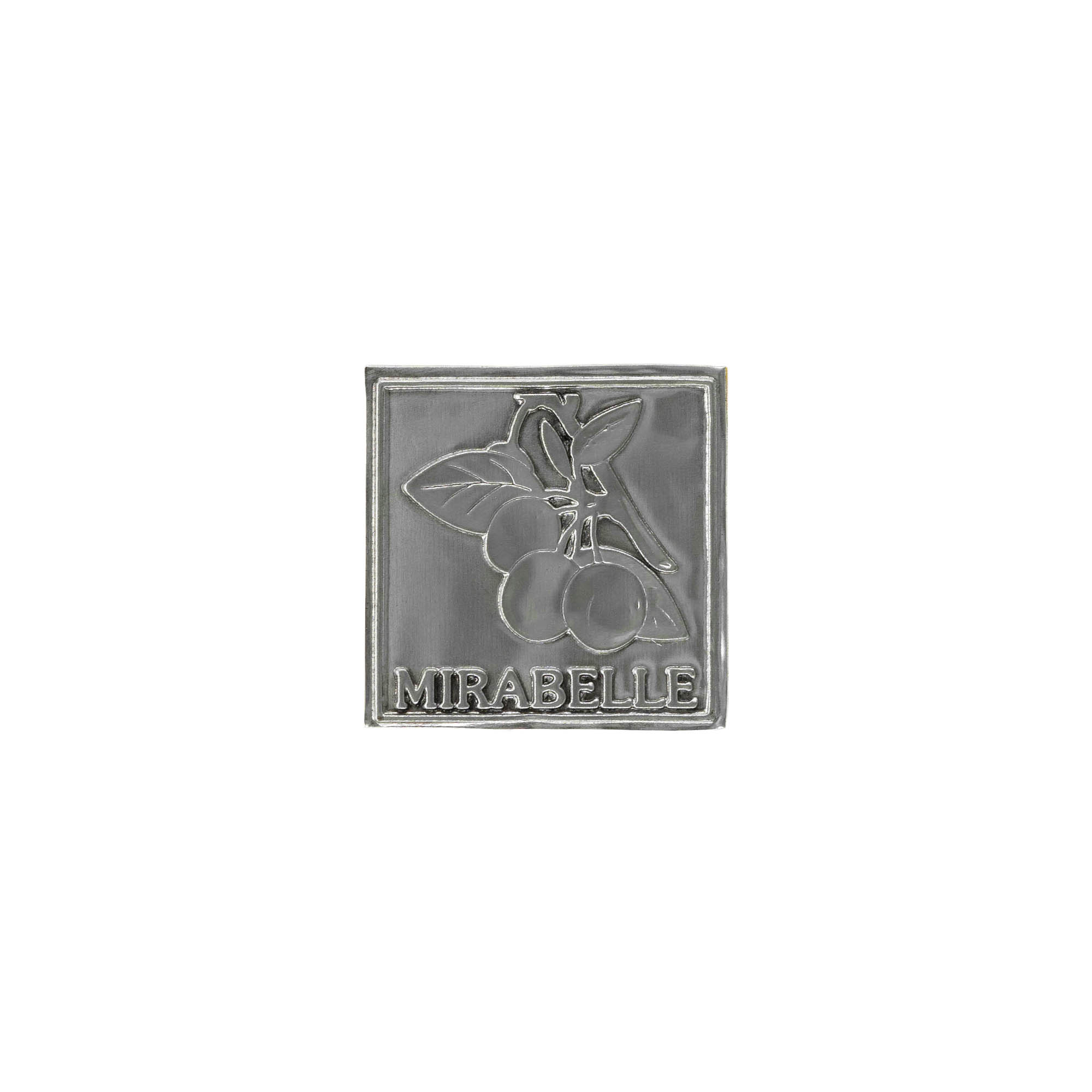 Zinnetikett 'Mirabelle', quadratisch, Metall, silber Zinnetikett 'Mirabelle', quadratisch, Metall, silber