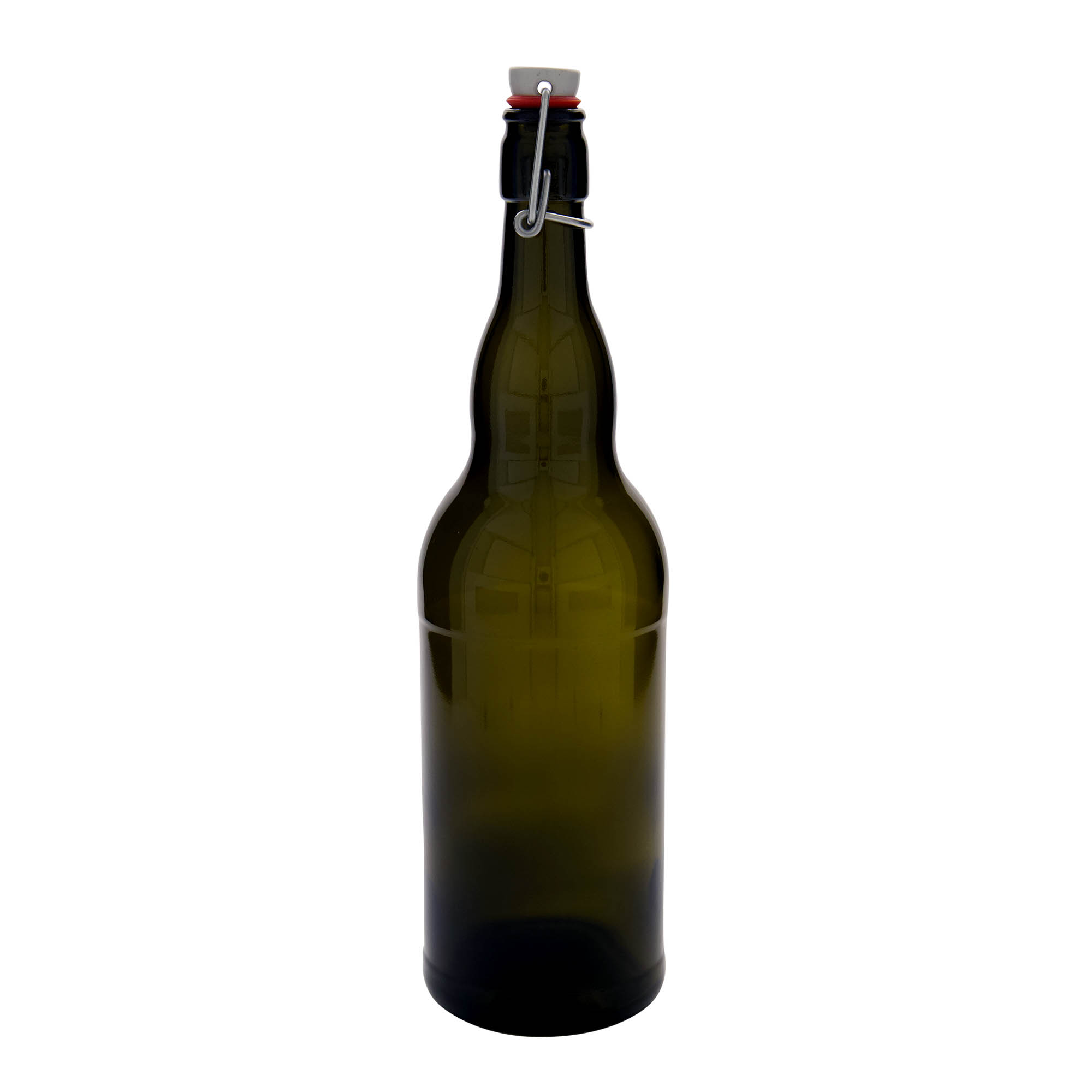 1.000 ml Bierflasche Belgien, Glas, antikgrün, Mündung: Bügelverschluss